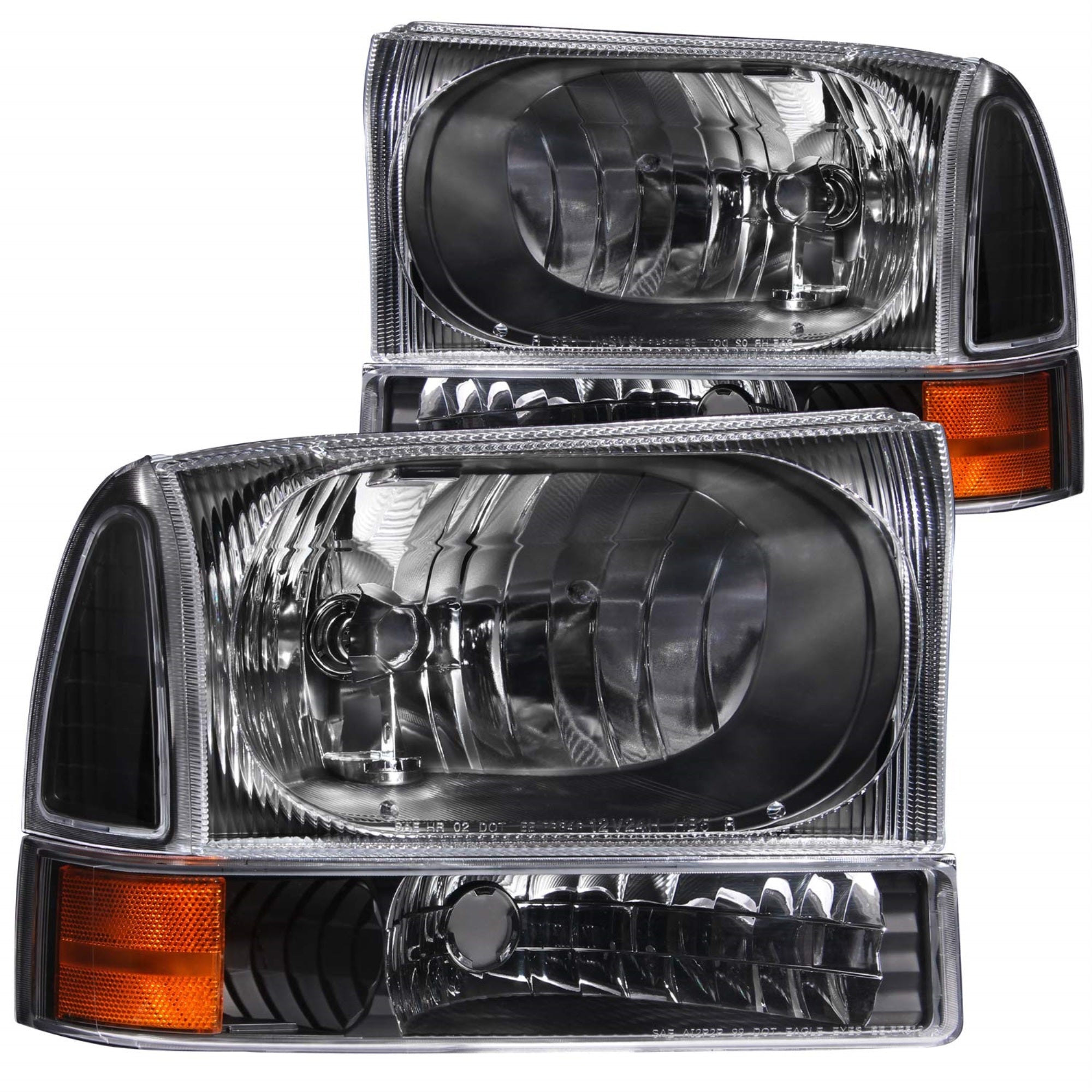 Anzo Usa Usa 111080 Ford Black With Corner Amber Headlight Assembly - (Sold In Pairs)