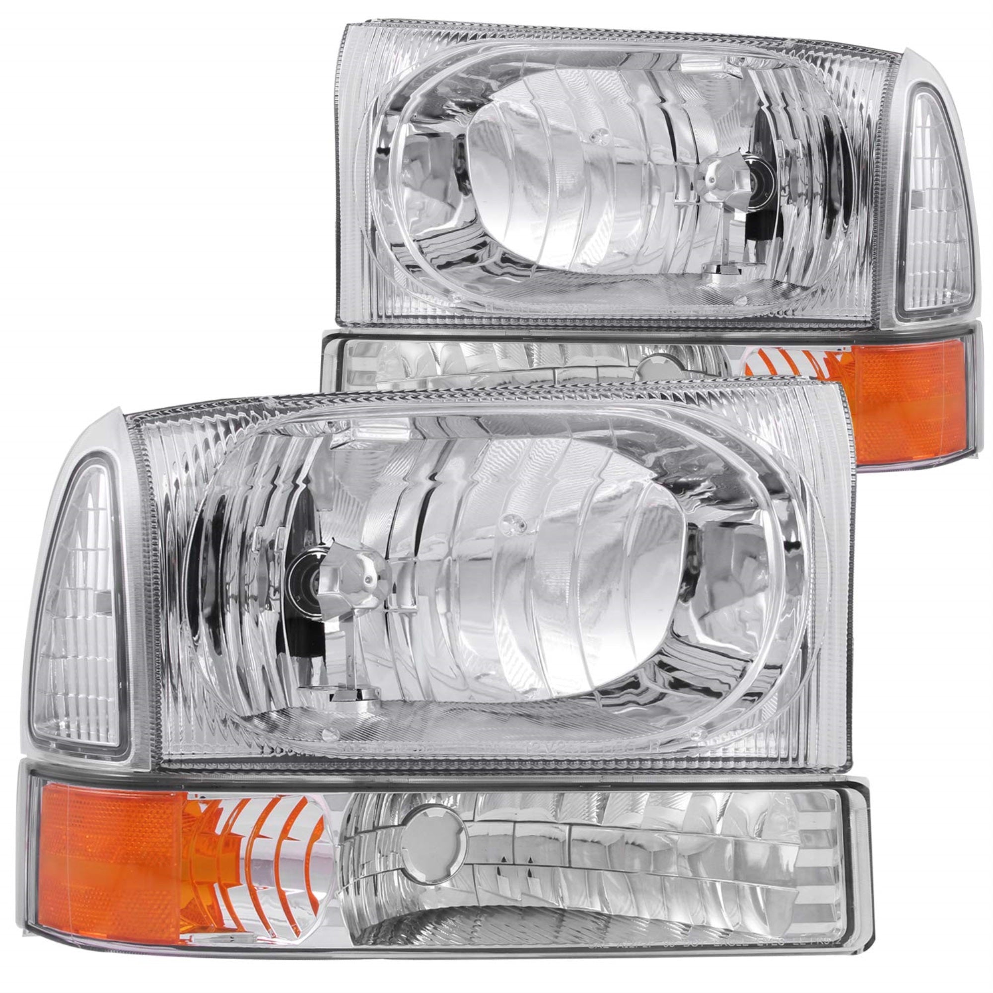 Anzo Usa 111081 Ford Chrome With Corner Amber Headlight Assembly - (Sold In Pairs)