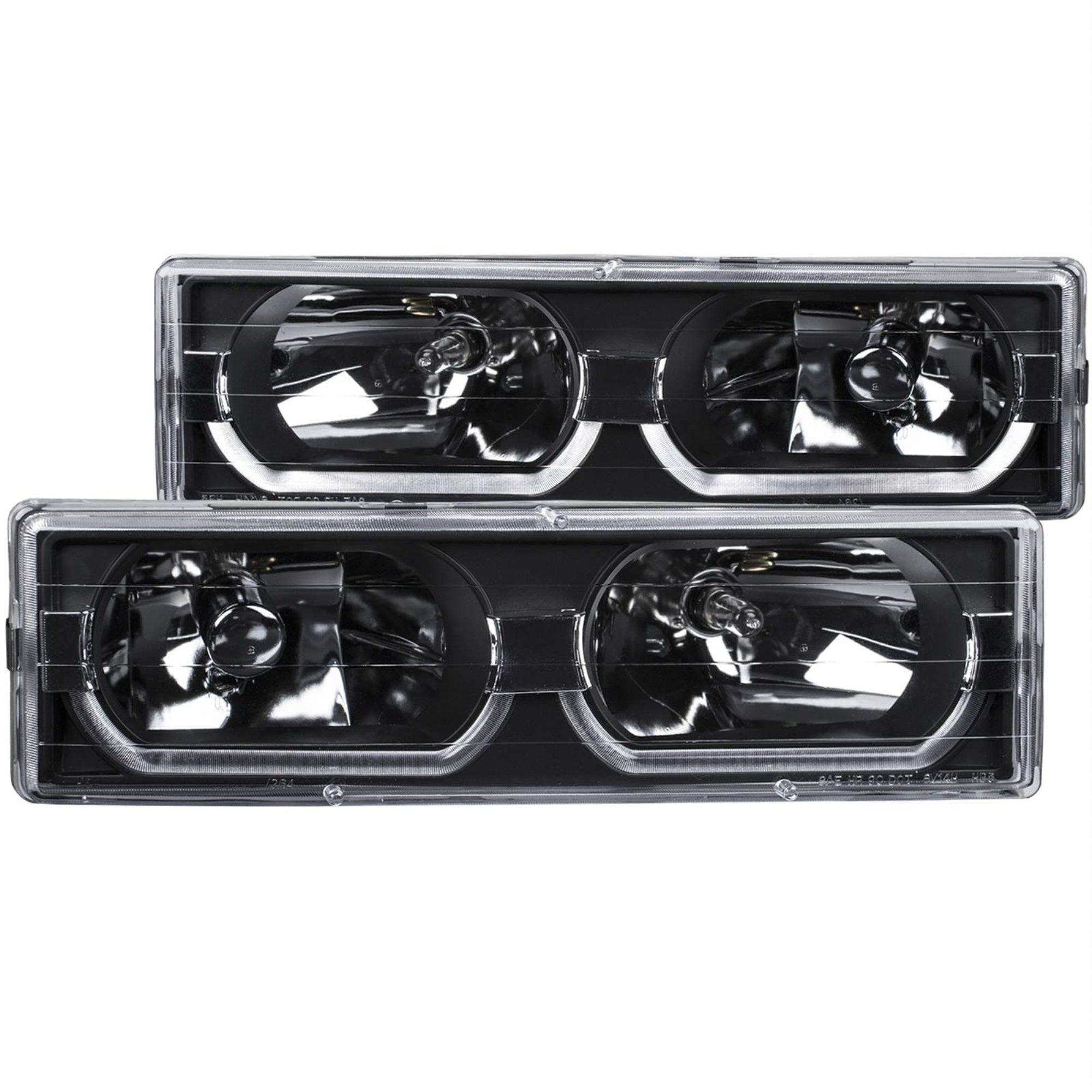 Anzousa 111299 Black/Clear Low-Brow Style Headlight For Chevrolet Full Size Truck