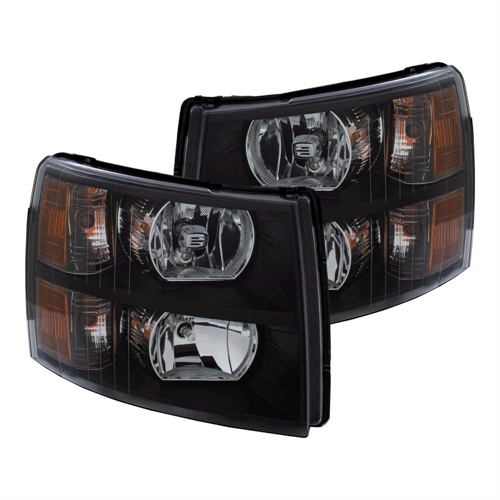 Anzo Usa 111393 Crystal Headlight Set Clear Lens Black Housing White/Amber Crystal Headlight Set