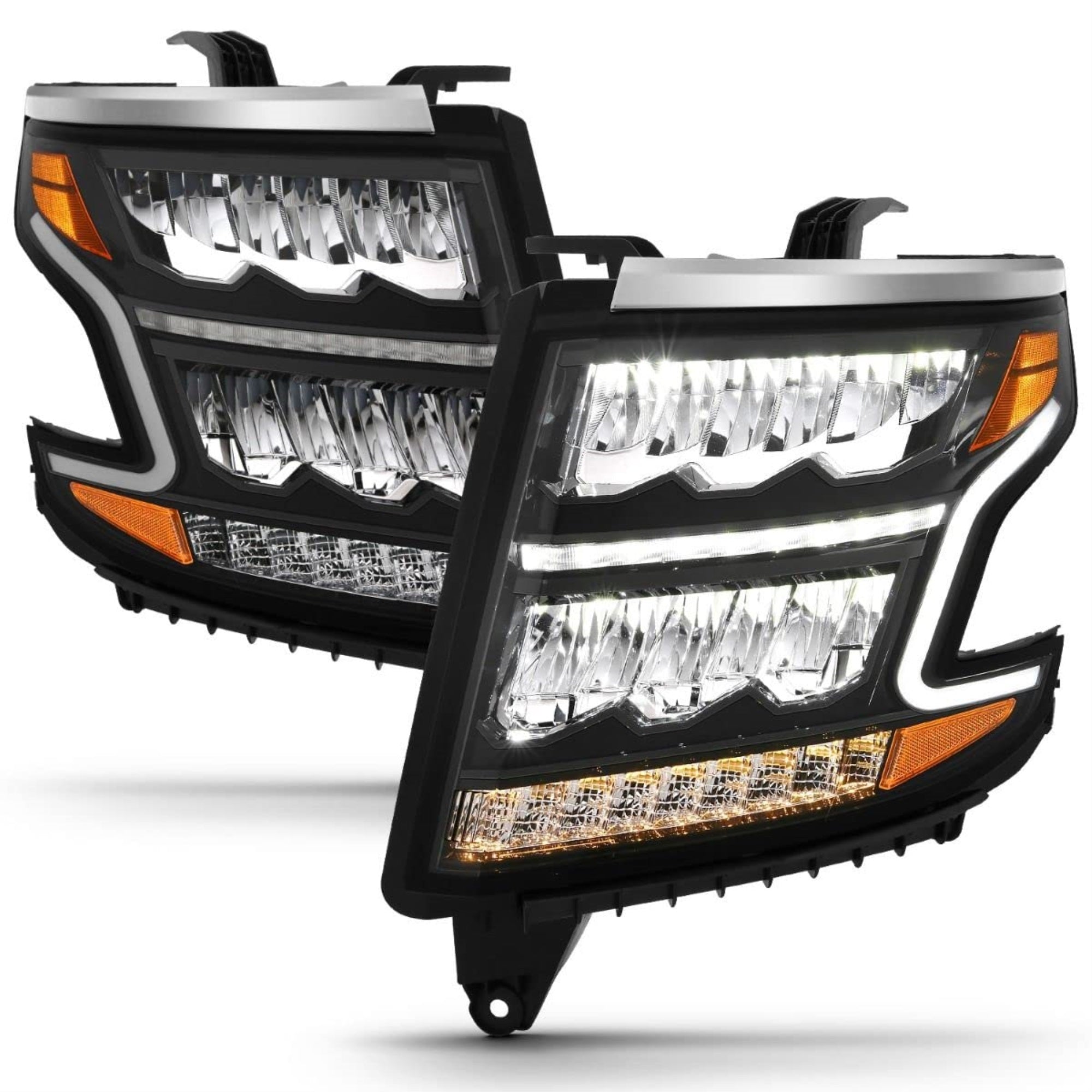 Anzo 111478 Led Headlight Plank Style Black Clear W/Sequential Amber