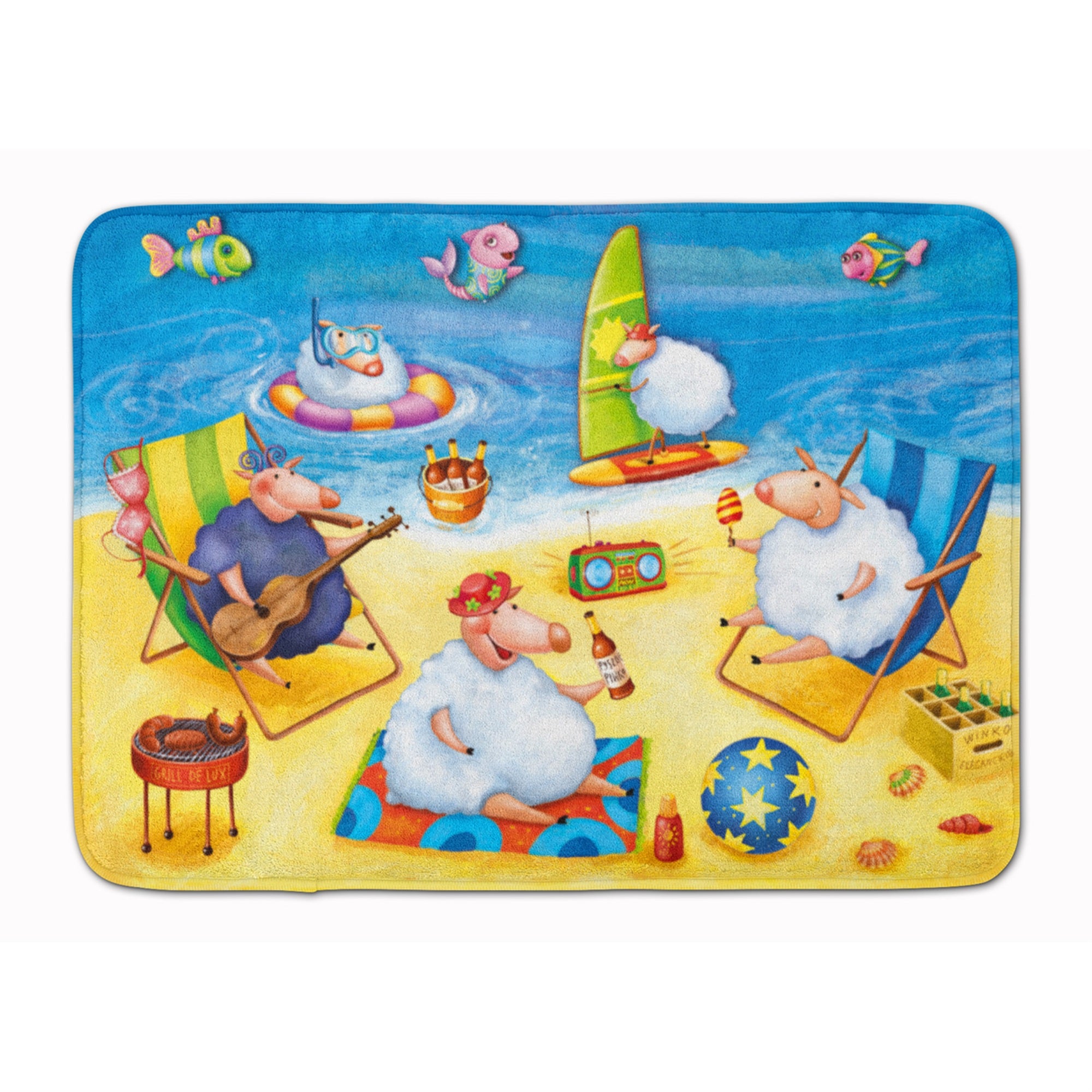 Caroline'S Treasures Party Pigs On The Beach Floor Mat, 19 X 27, Multicolor