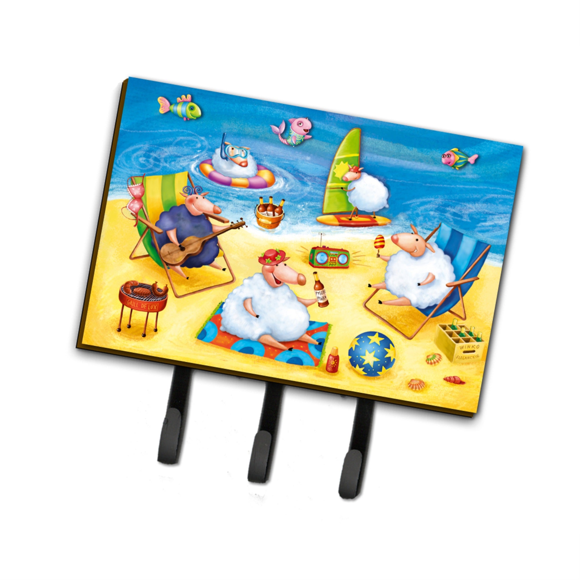 Caroline'S Treasures Party Pigs On The Beach Leash Or Key Holder Aph0081Th68, Triple, Multicolor