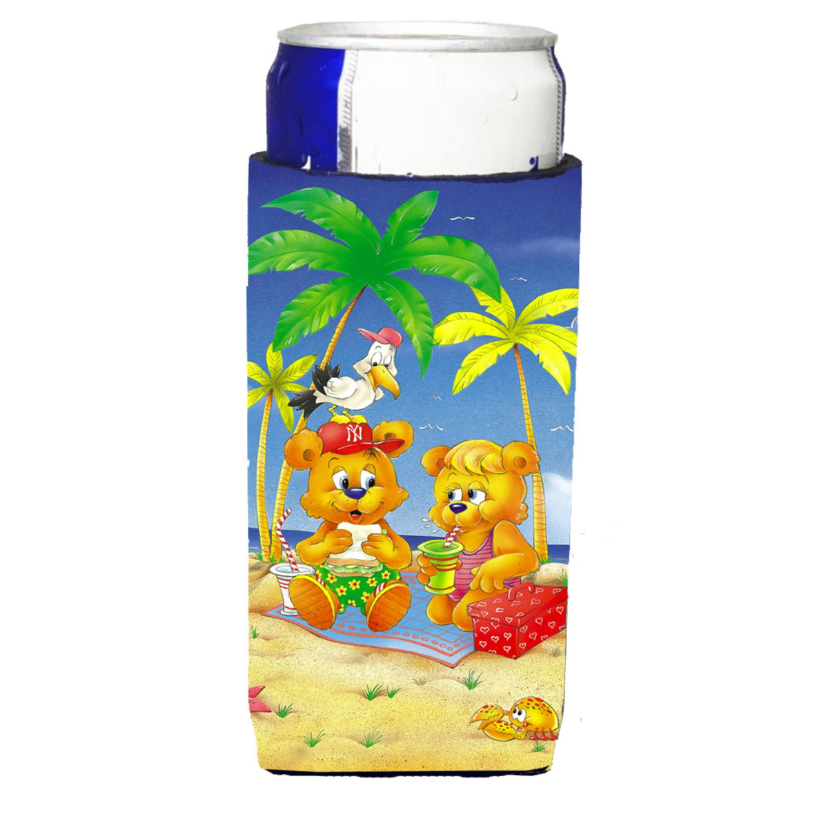 Caroline'S Treasures Aph0239Muk Teddy Bears Picnic On The Beach Michelob Koozies For Slim Cans, Multicolor