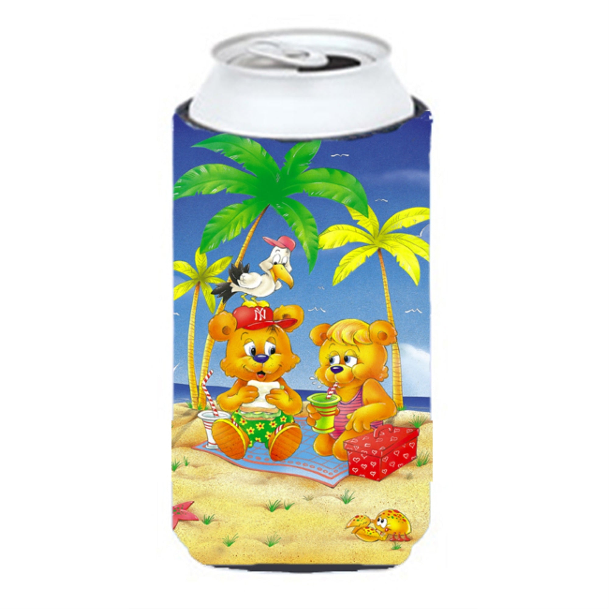 Caroline'S Treasures Aph0239Tbc Teddy Bears Picnic On The Beach Tall Boy Koozie Hugger, Multicolor