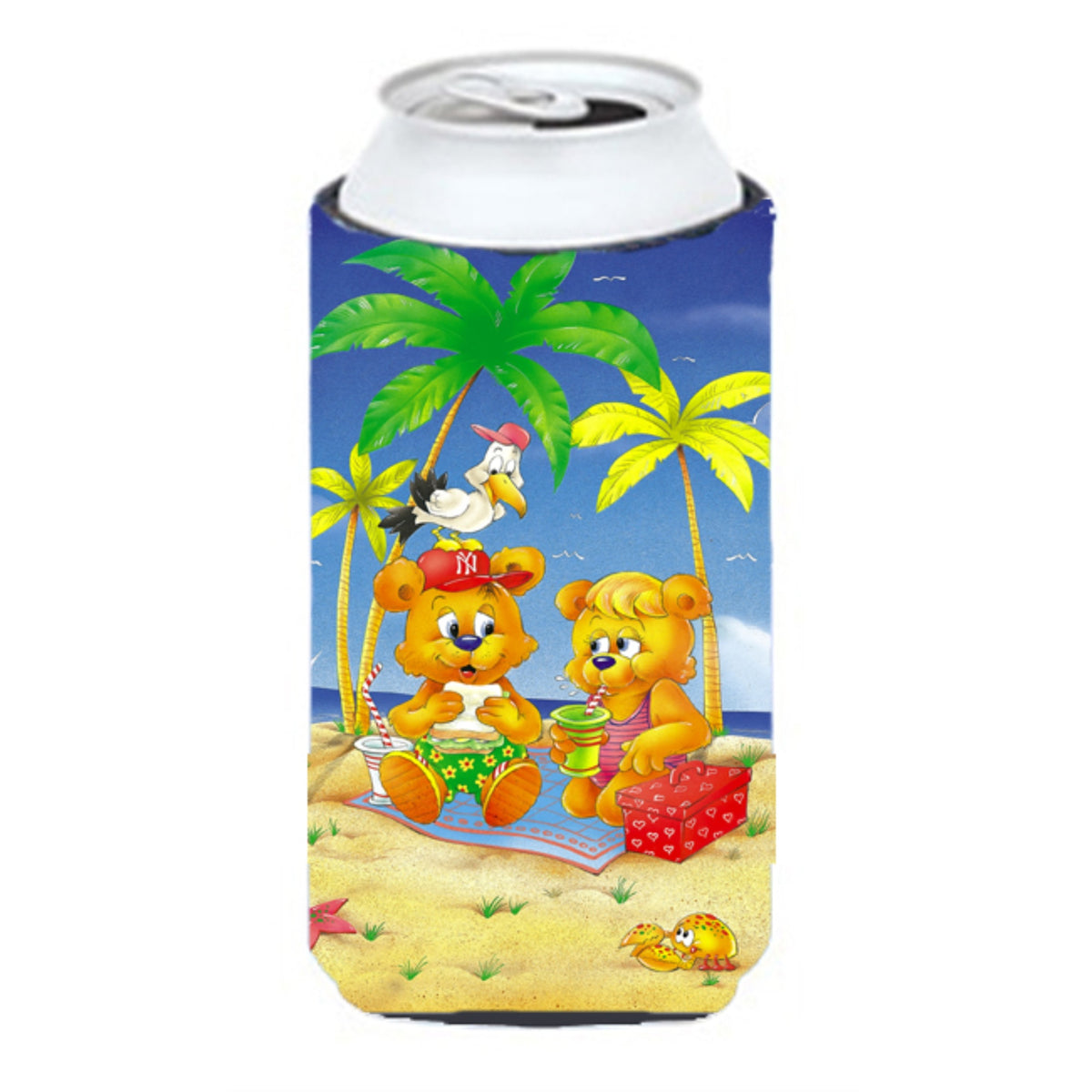 Caroline'S Treasures Aph0239Tbc Teddy Bears Picnic On The Beach Tall Boy Koozie Hugger, Multicolor
