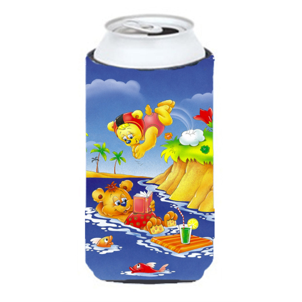 Caroline'S Treasures Aph0240Tbc Teddy Bears Swimming And Diving Tall Boy Koozie Hugger, Multicolor