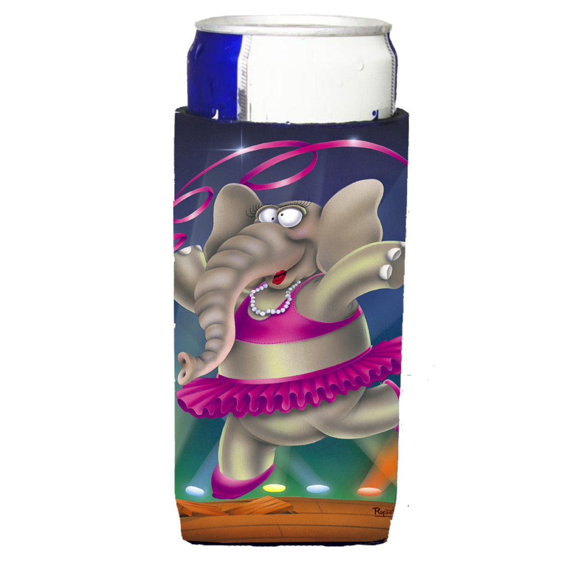 Caroline'S Treasures Aph0249Muk Elephant Ballerina Michelob Ultra Koozies For Slim Cans, Multicolor