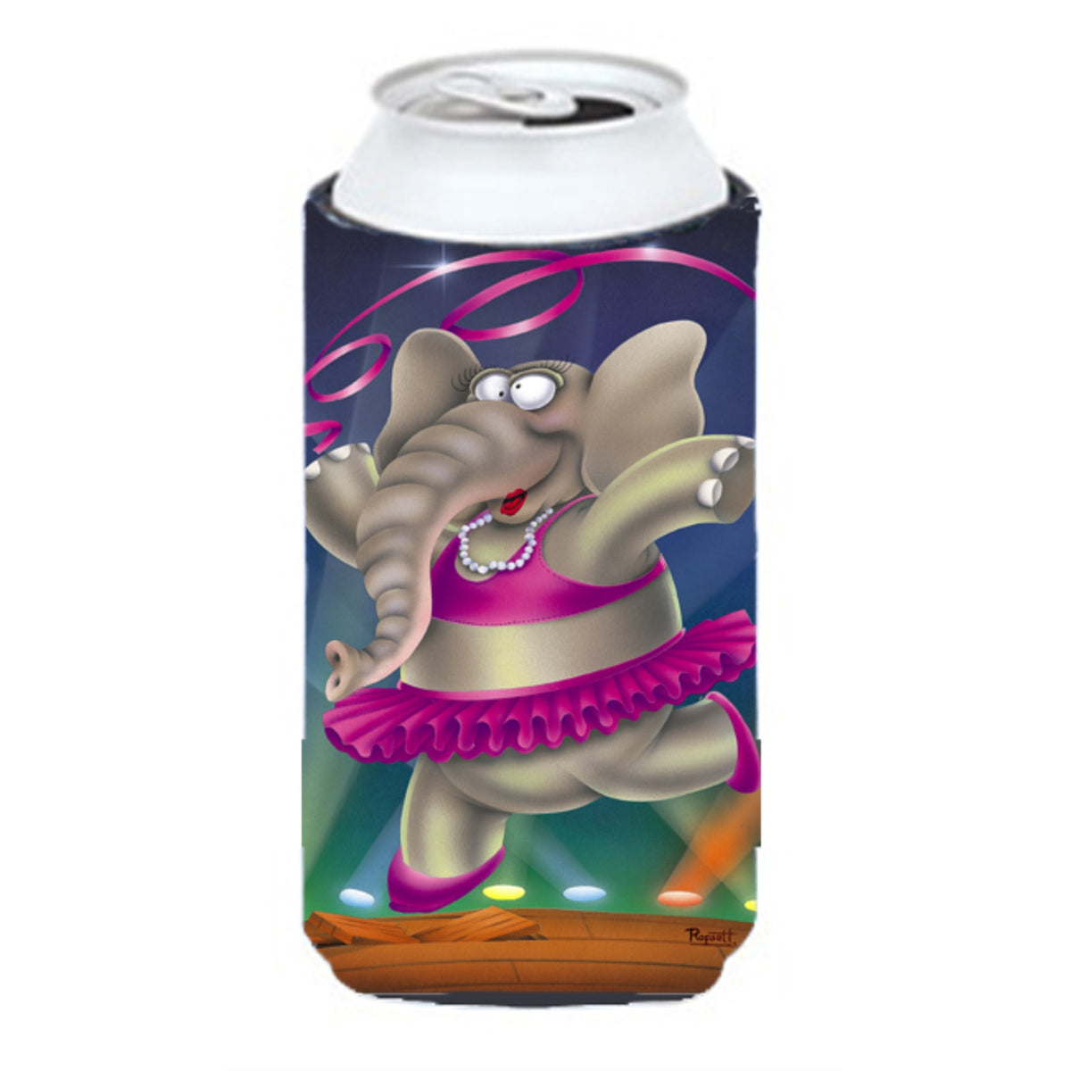 Caroline'S Treasures Aph0249Tbc Elephant Ballerina Tall Boy Koozie Hugger, Multicolor