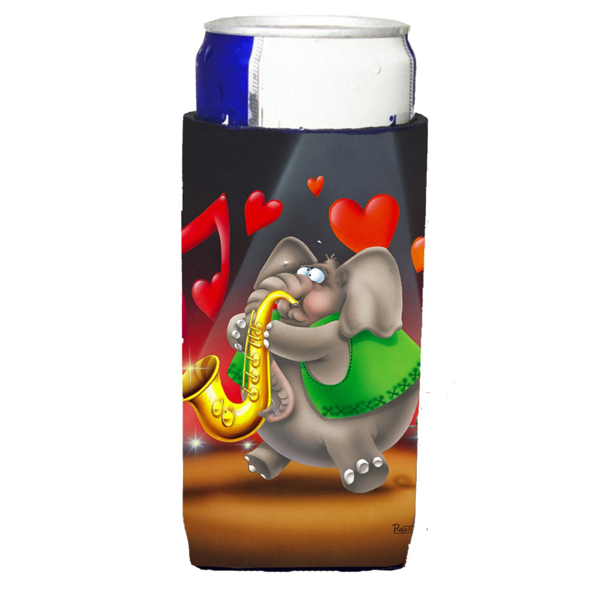 Caroline'S Treasures Aph0250Muk Elephant Playing The Saxophone Michelob Koozies For Slim Cans, Multicolor