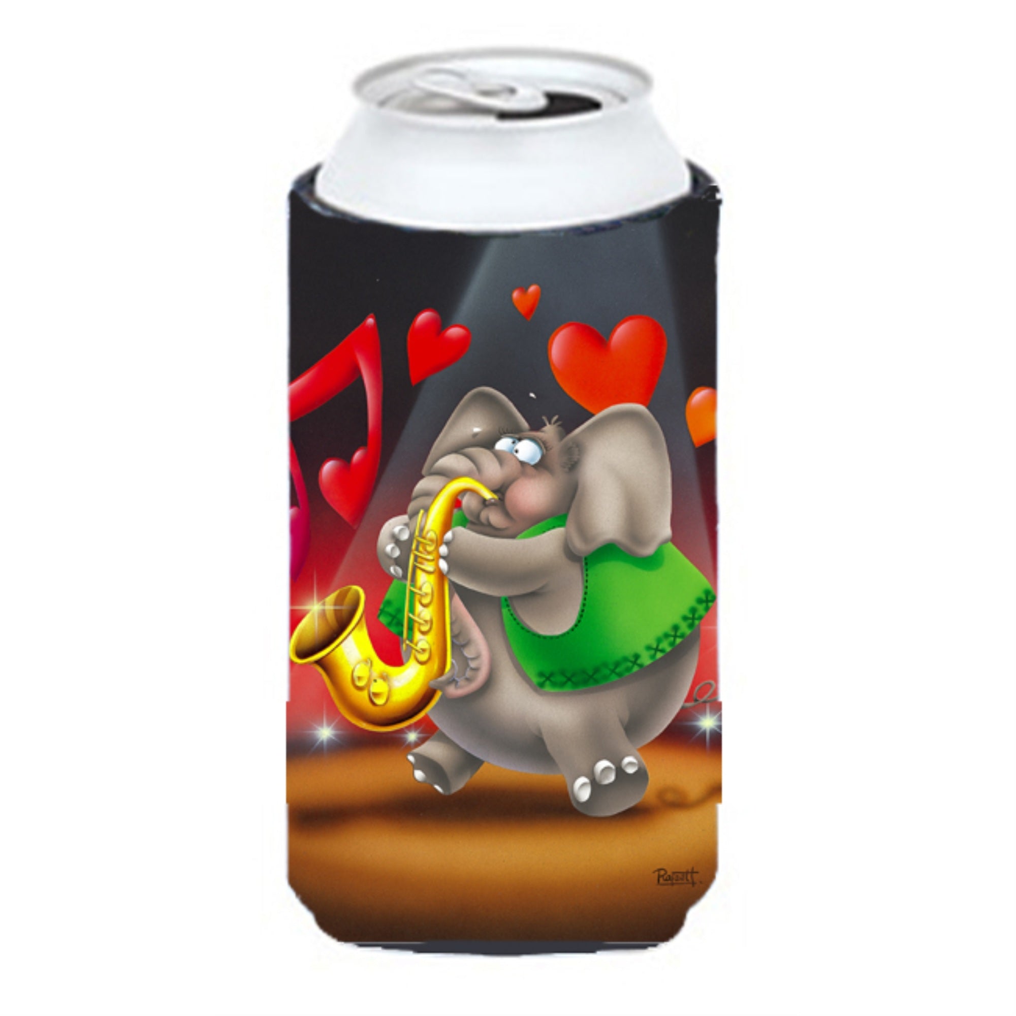 Caroline'S Treasures Aph0250Tbc Elephant Playing The Saxophone Tall Boy Koozie Hugger, Multicolor