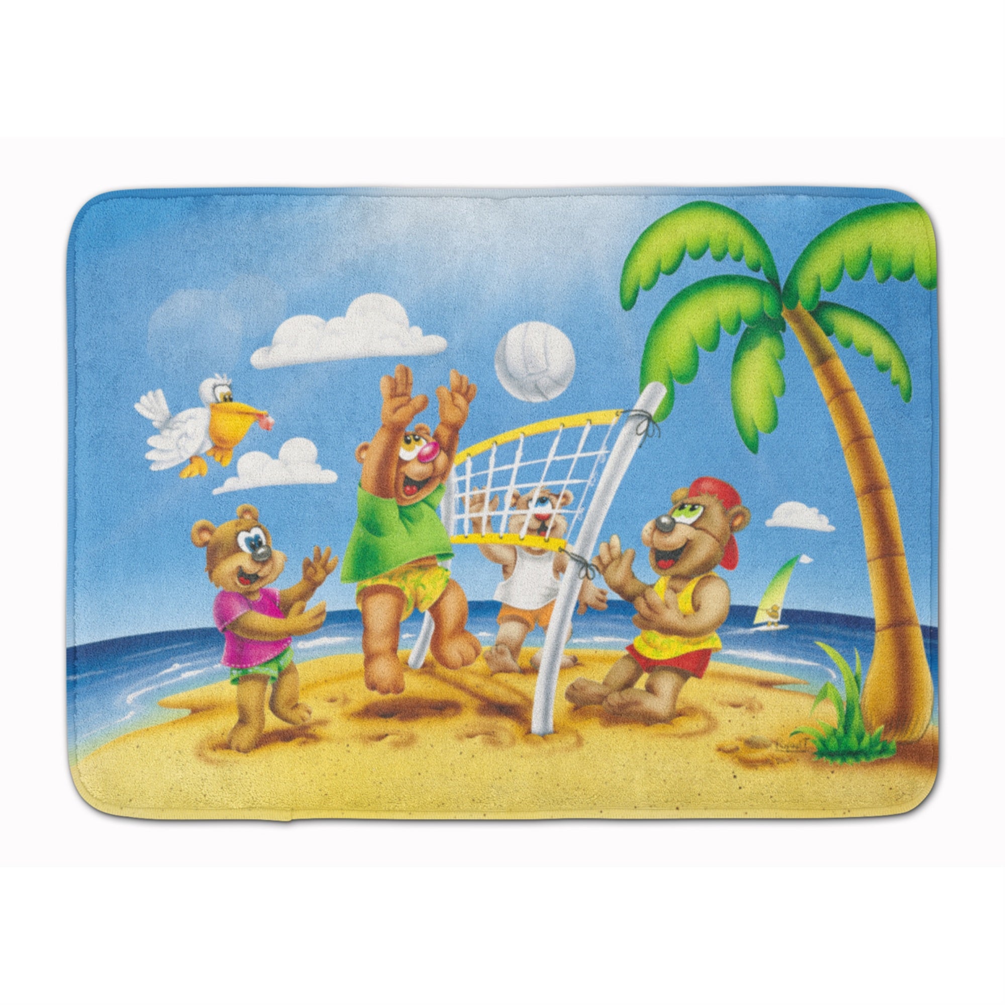 Caroline'S Treasures Bears Playing Volleyball Floor Mat, 19 X 27, Multicolor