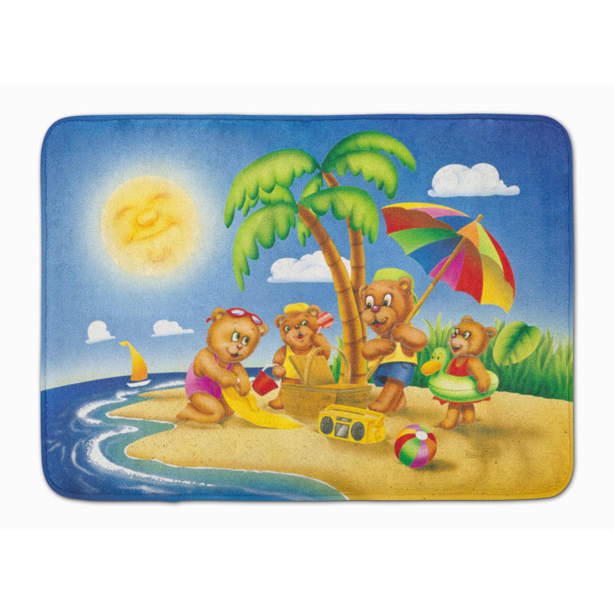 Caroline'S Treasures Bears Playing At The Beach Floor Mat, 19 X 27, Multicolor