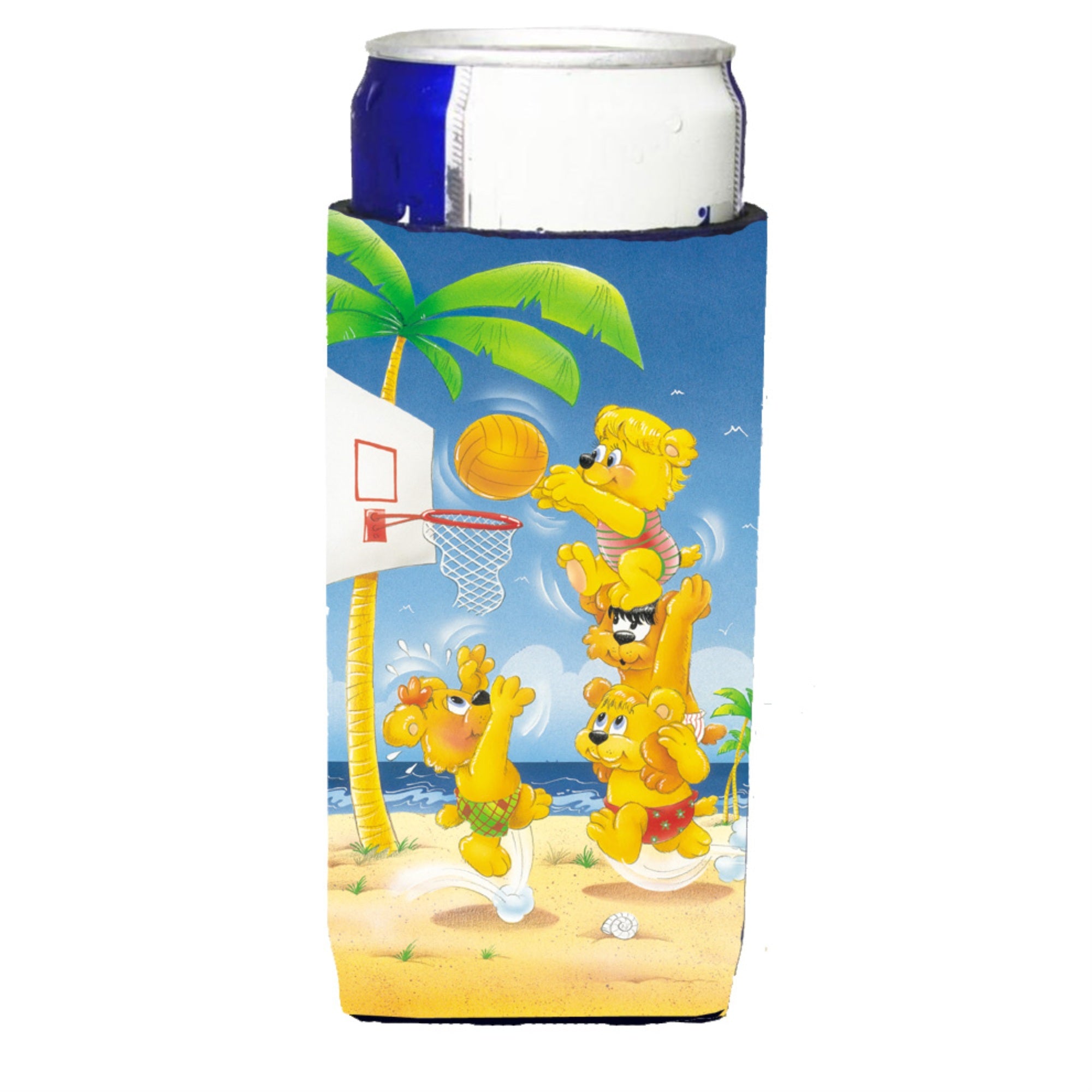 Caroline'S Treasures Aph0388Muk Bears Playing Basketball Michelob Ultra Koozies For Slim Cans, Multicolor