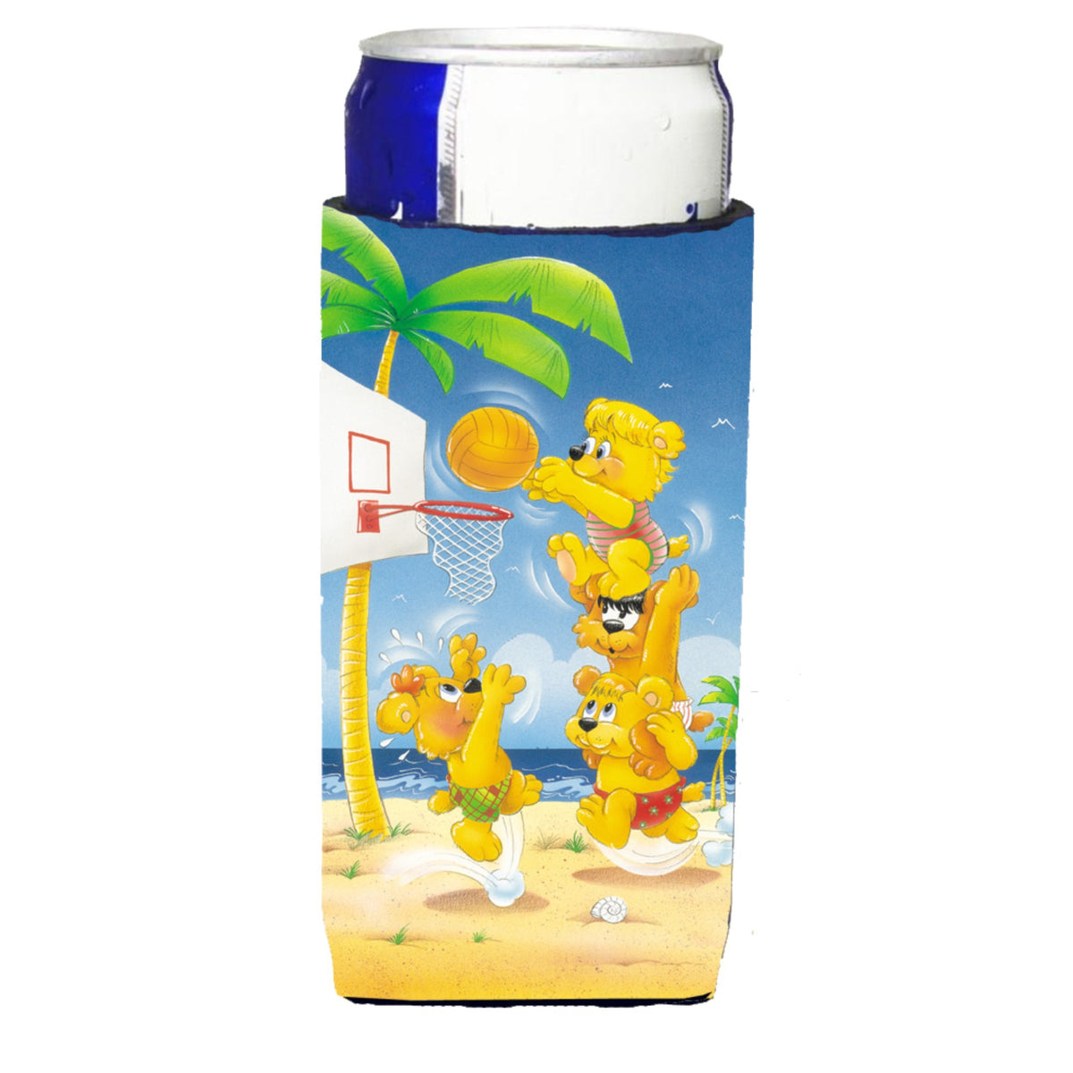 Caroline'S Treasures Aph0388Muk Bears Playing Basketball Michelob Ultra Koozies For Slim Cans, Multicolor