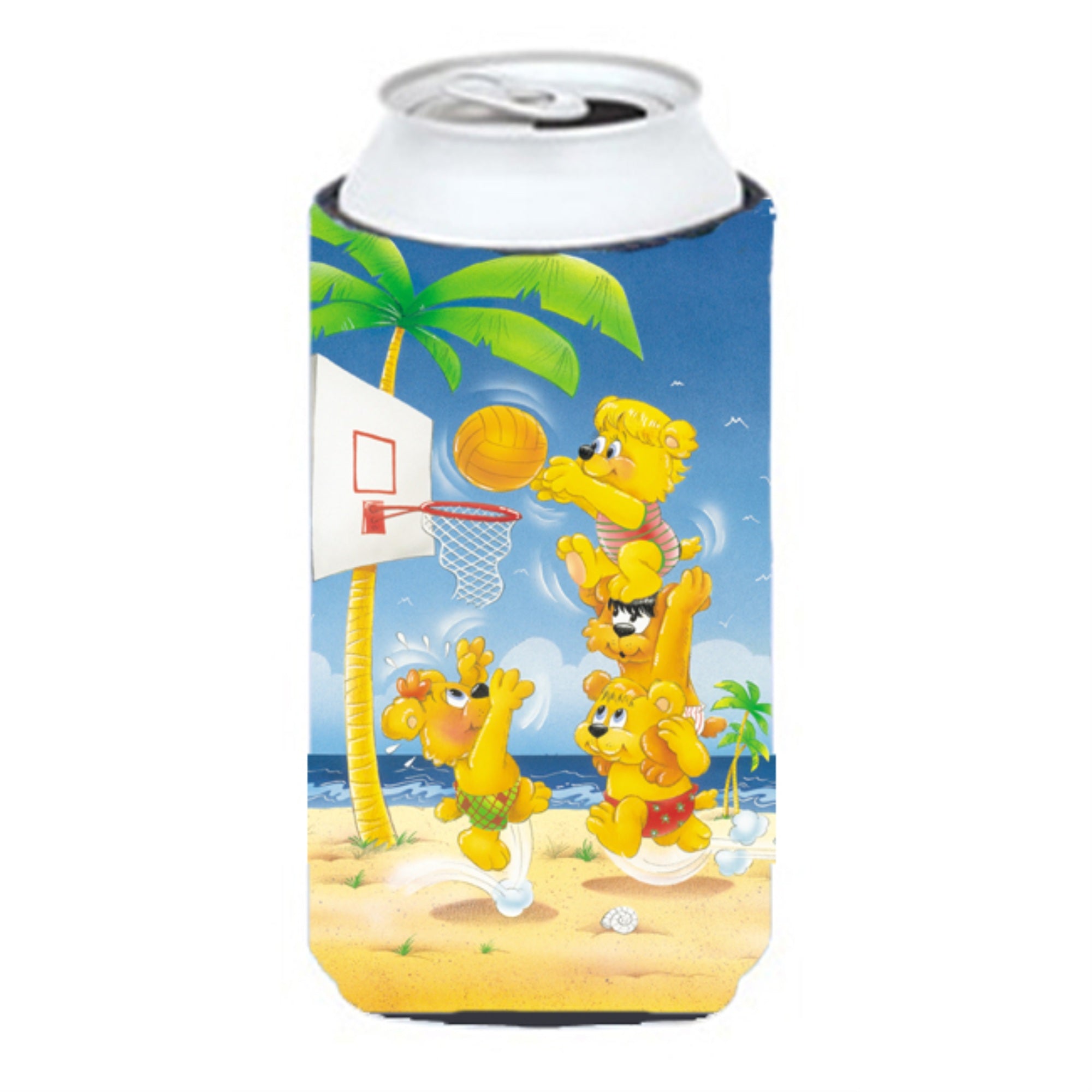 Caroline'S Treasures Aph0388Tbc Bears Playing Basketball Tall Boy Koozie Hugger, Multicolor