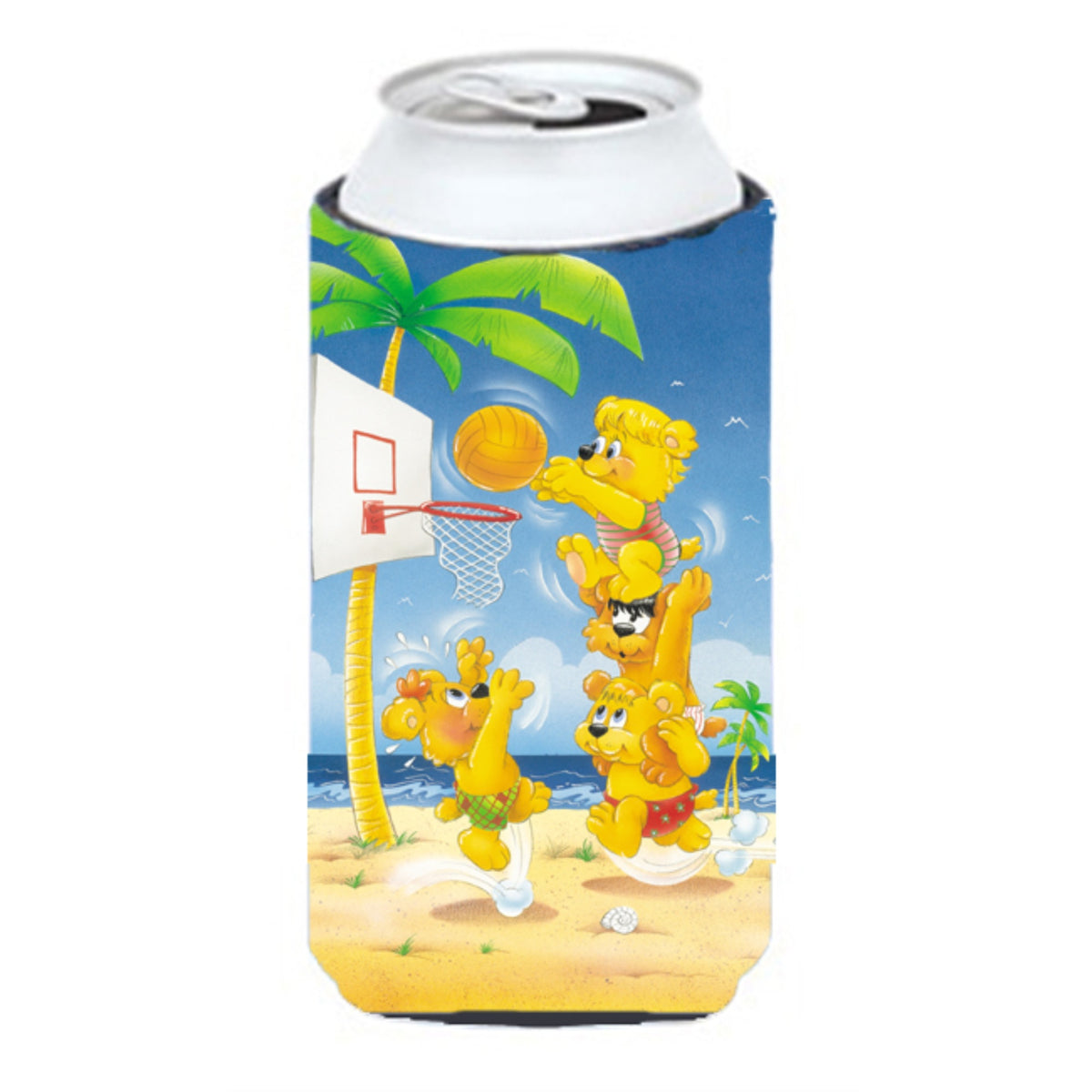 Caroline'S Treasures Aph0388Tbc Bears Playing Basketball Tall Boy Koozie Hugger, Multicolor