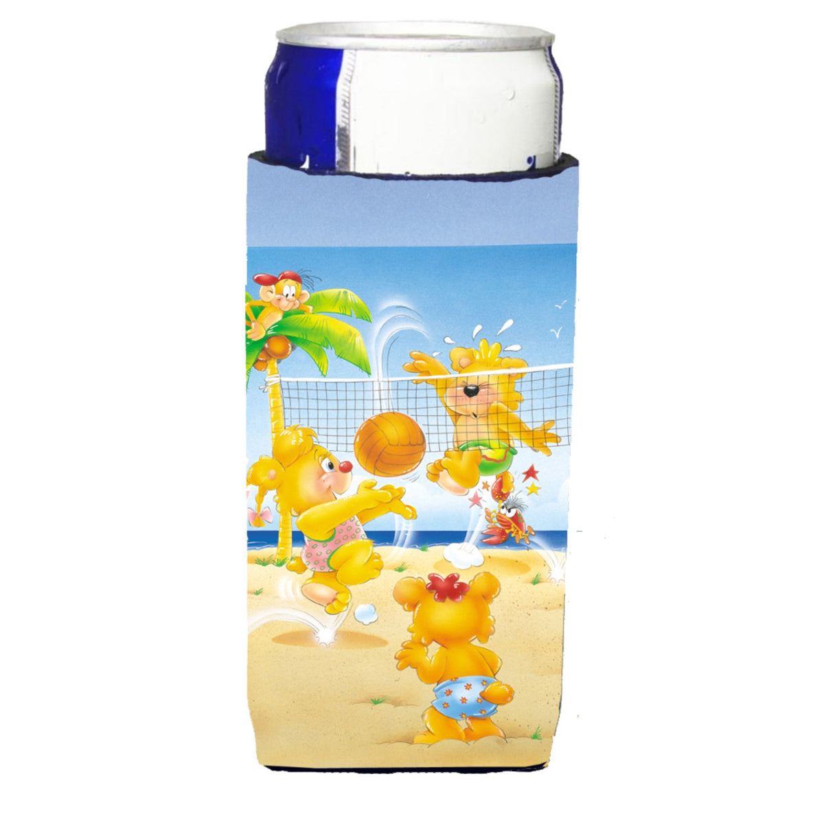 Caroline'S Treasures Aph0389Muk Bears Playing Volleyball Michelob Ultra Koozies For Slim Cans, Multicolor