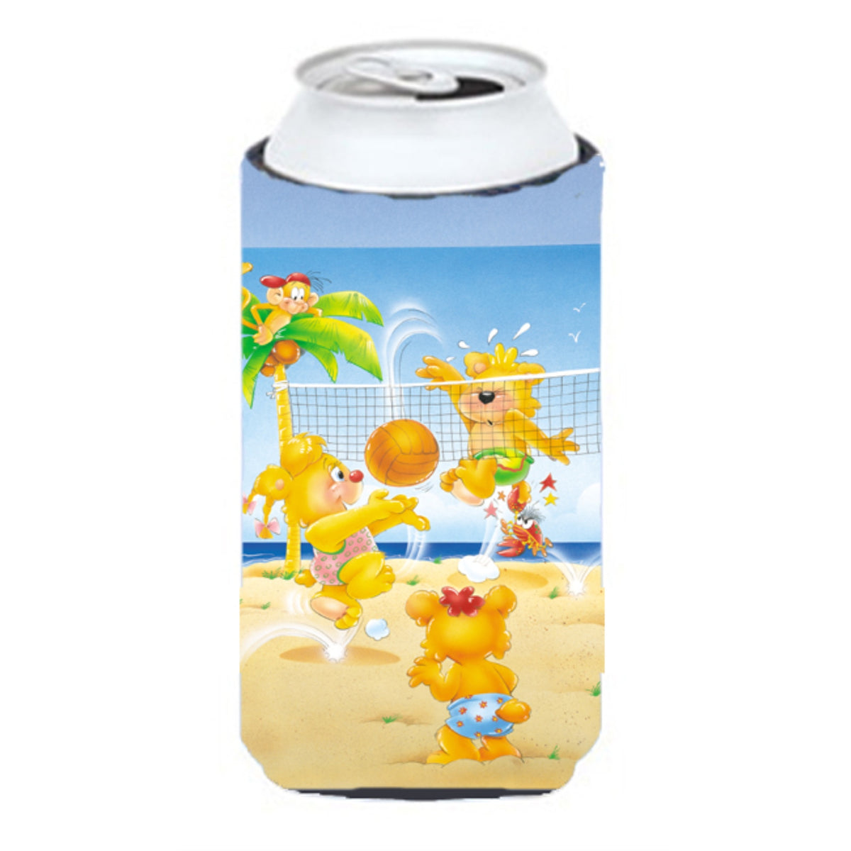 Caroline'S Treasures Aph0389Tbc Bears Playing Volleyball Tall Boy Koozie Hugger, Multicolor