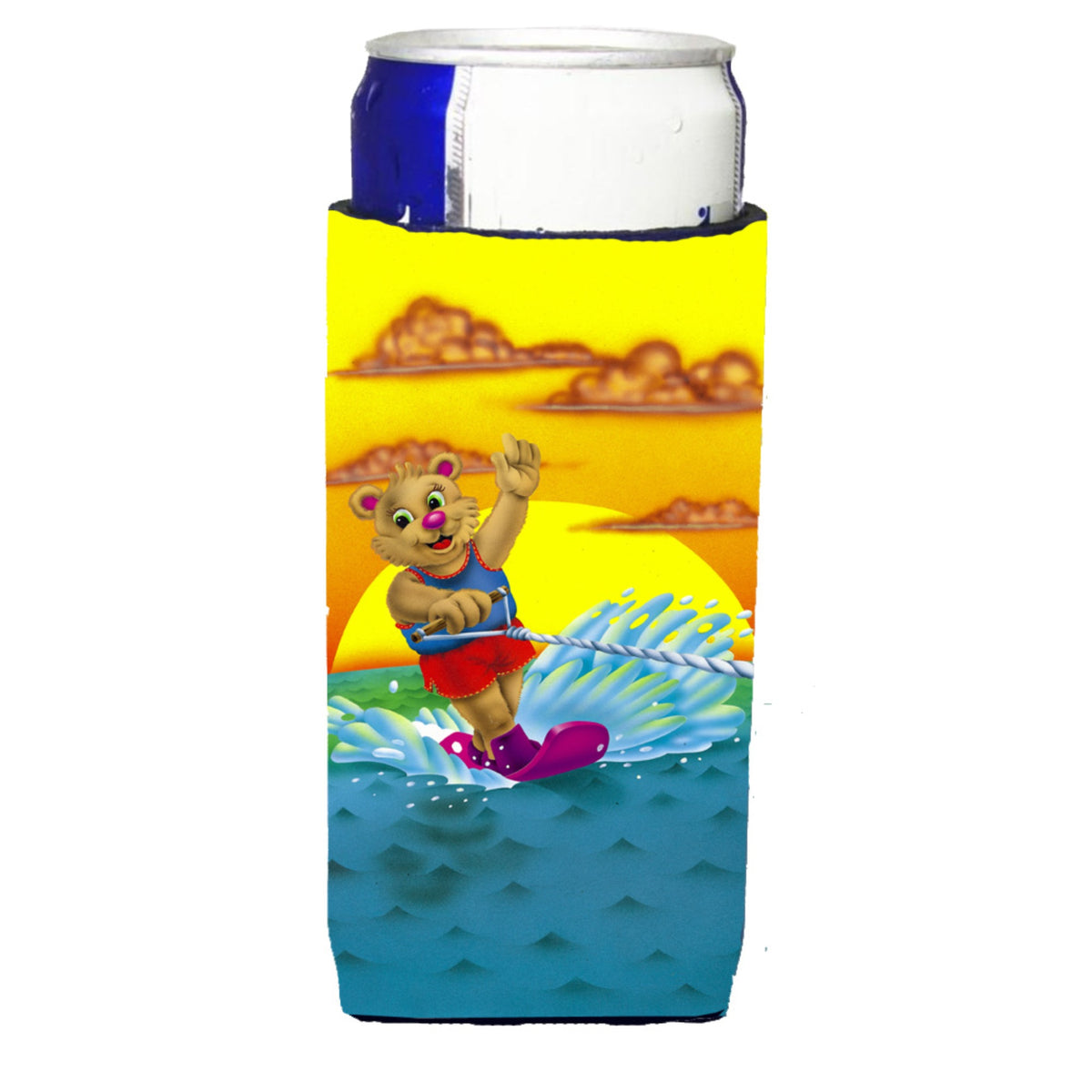 Caroline'S Treasures Aph0415Muk Teddy Bear Water Skiing Michelob Ultra Koozies For Slim Cans, Multicolor