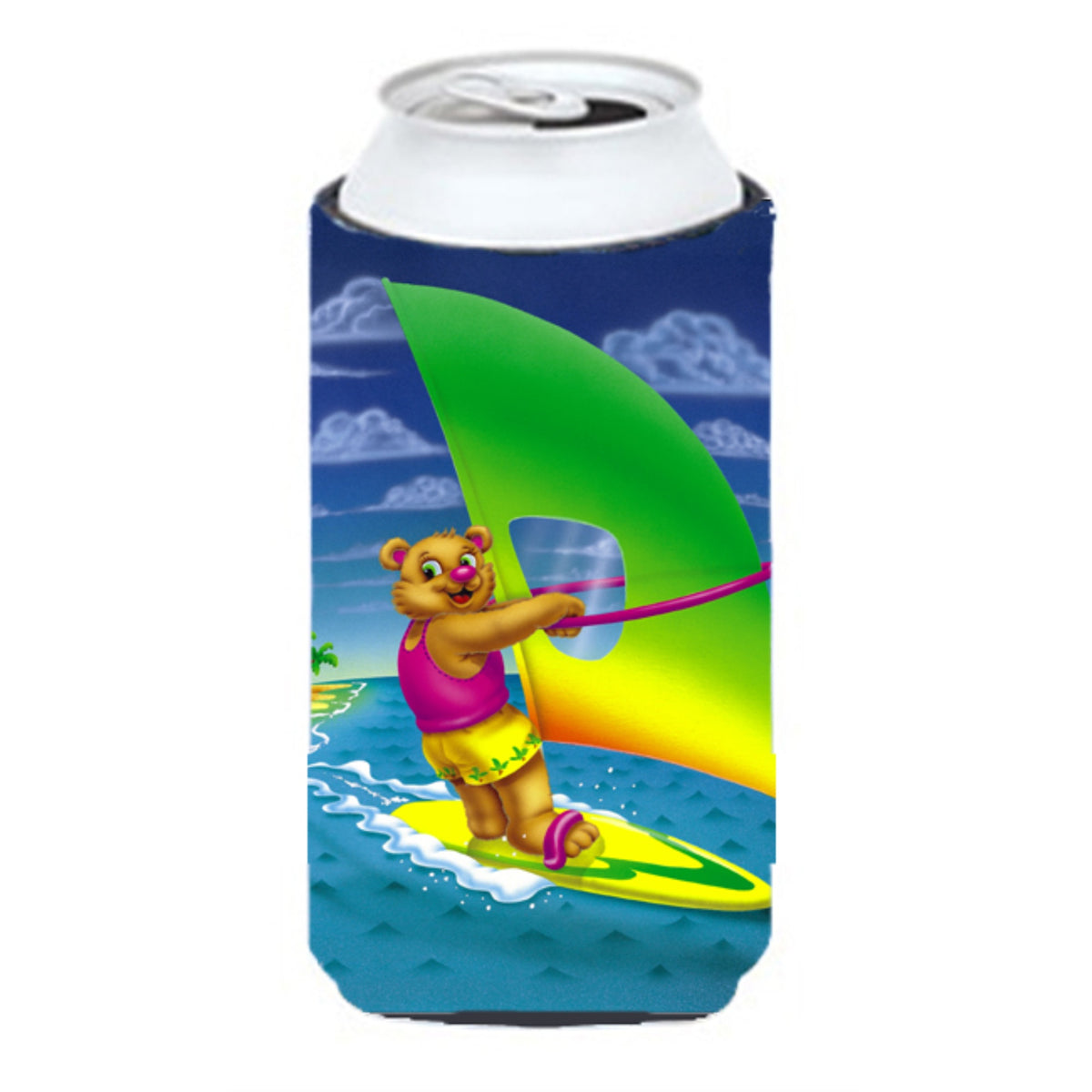 Caroline'S Treasures Aph0416Tbc Teddy Bear Sailing Tall Boy Koozie Hugger, Multicolor