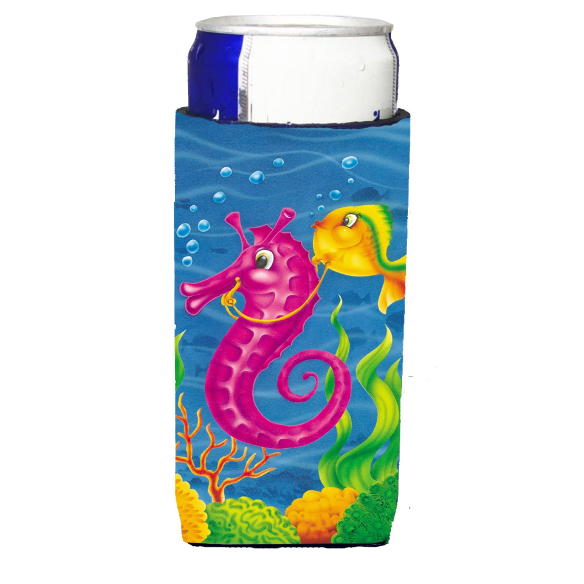 Caroline'S Treasures Aph0471Muk Seahorse Ride Michelob Ultra Koozies For Slim Cans, Multicolor
