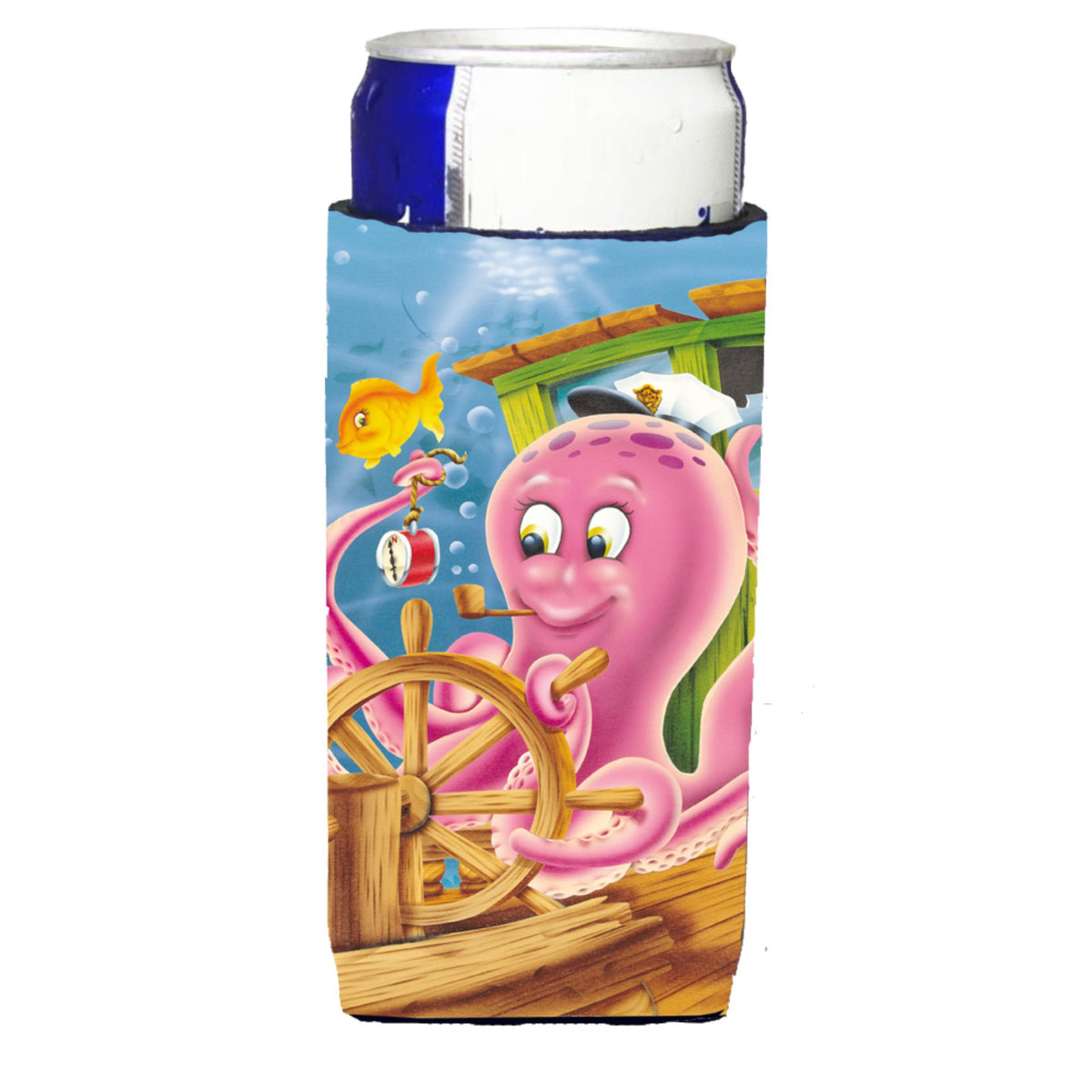 Caroline'S Treasures Aph0472Muk Captain Octopus Michelob Ultra Koozies For Slim Cans, Multicolor