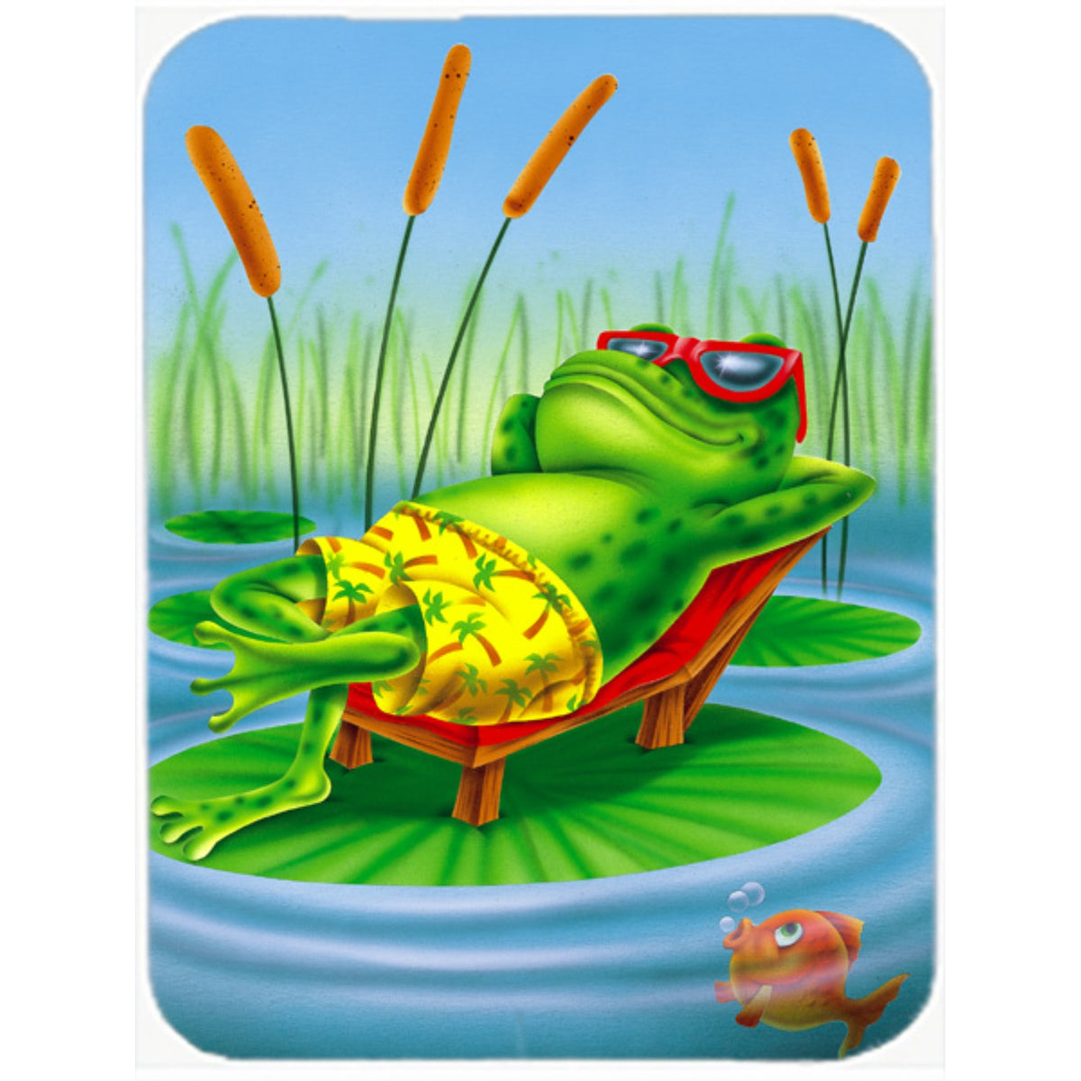 Caroline'S Treasures Frog Chilaxin On The Lilly Pad Mouse Pad, Hot Pad Or Trivet, Multicolor (Aph0521Mp)