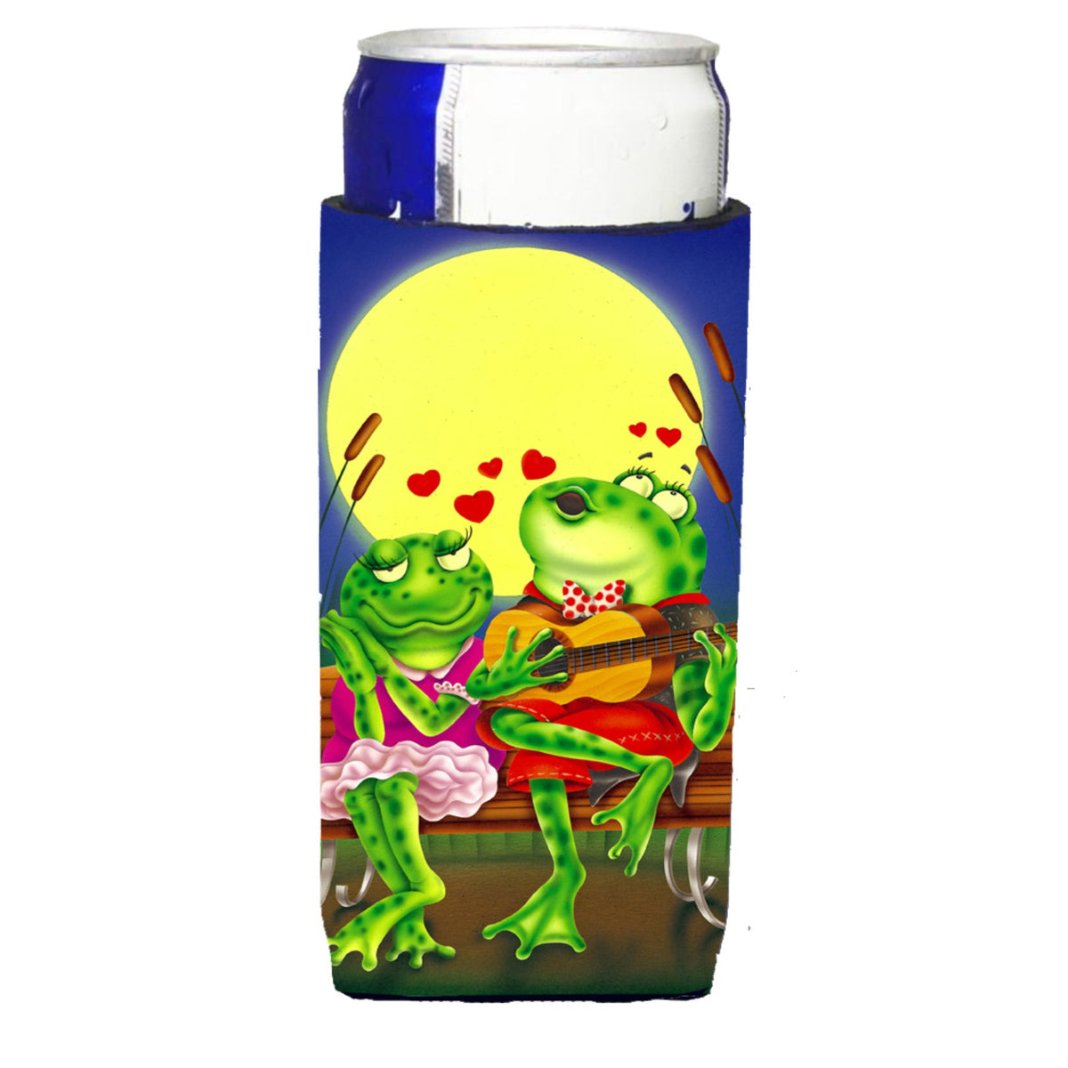 Caroline'S Treasures Aph0522Muk Frog Love Songs Michelob Ultra Koozies For Slim Cans, Multicolor