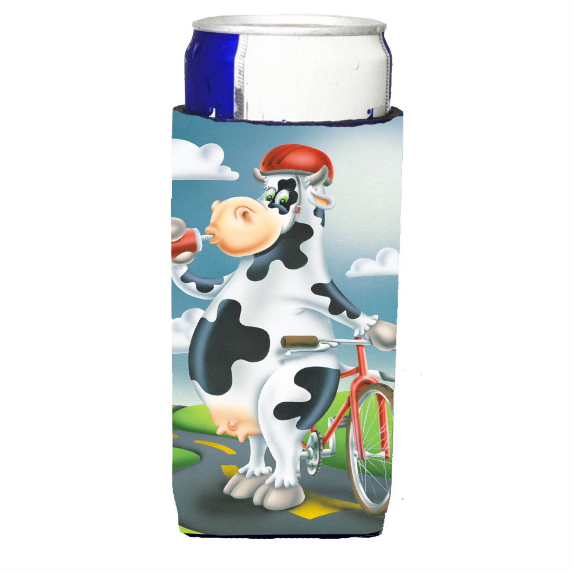 Caroline'S Treasures Aph0532Muk Cow On A Bike Ride Michelob Ultra Koozies For Slim Cans, Multicolor