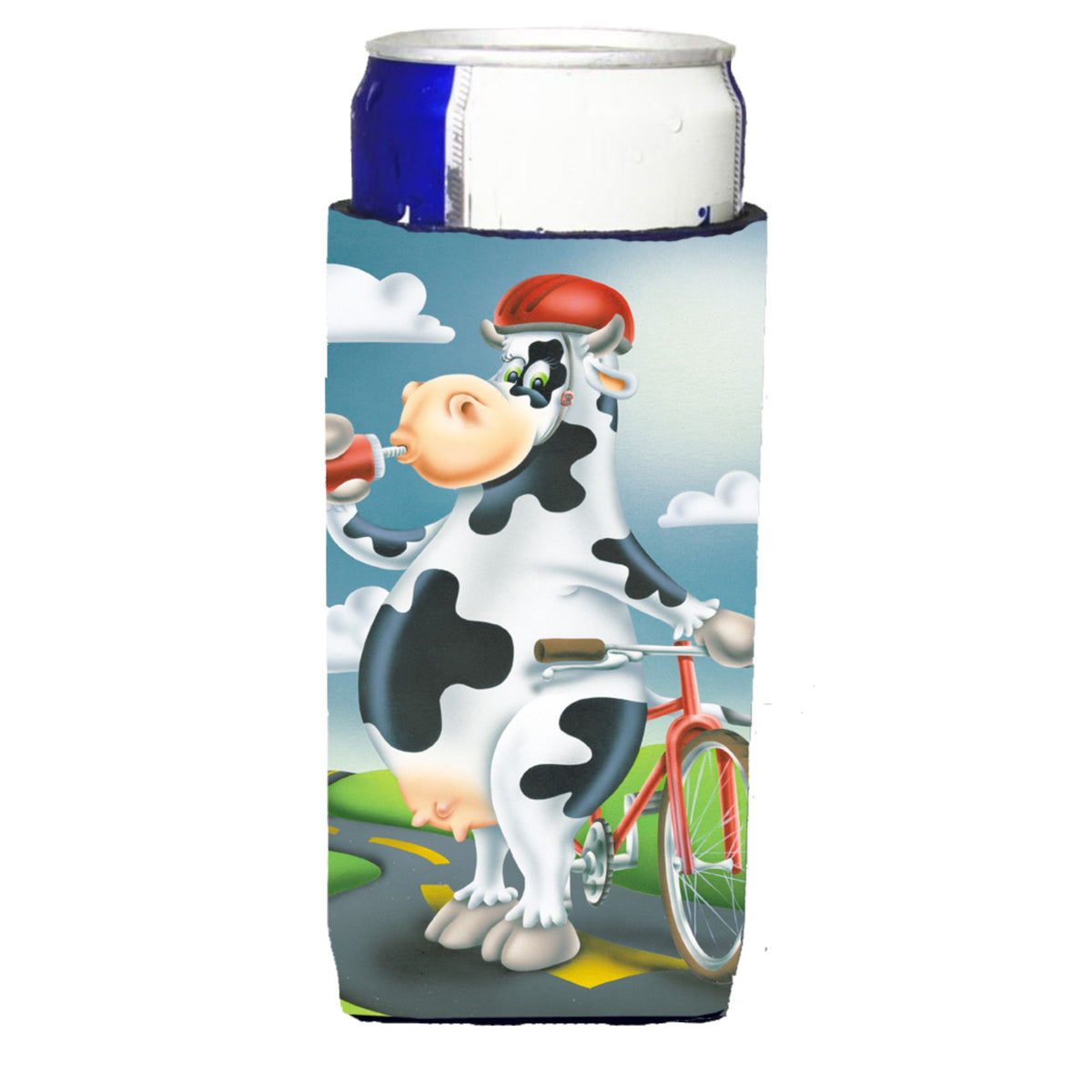 Caroline'S Treasures Aph0532Muk Cow On A Bike Ride Michelob Ultra Koozies For Slim Cans, Multicolor