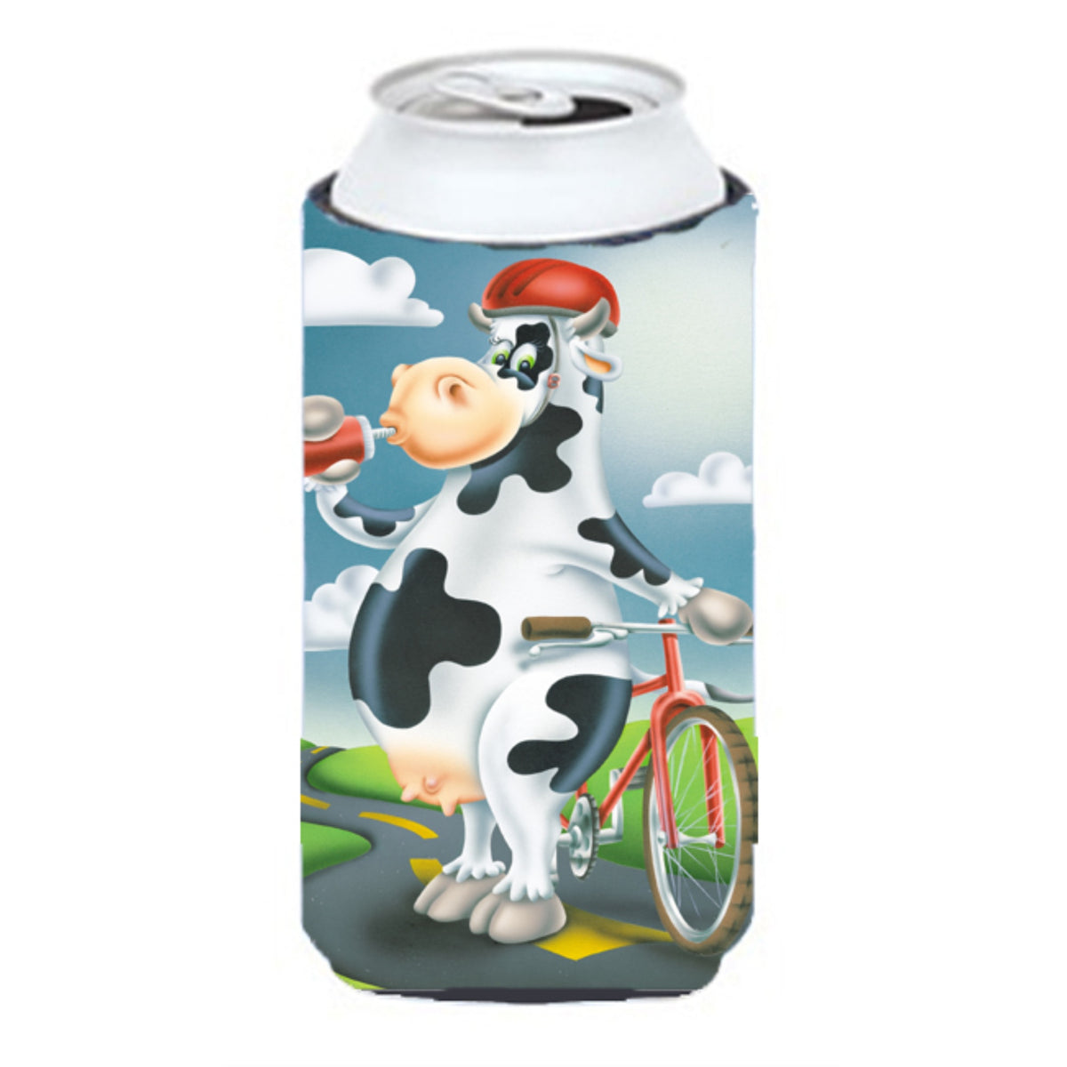 Caroline'S Treasures Aph0532Tbc Cow On A Bike Ride Tall Boy Koozie Hugger, Multicolor