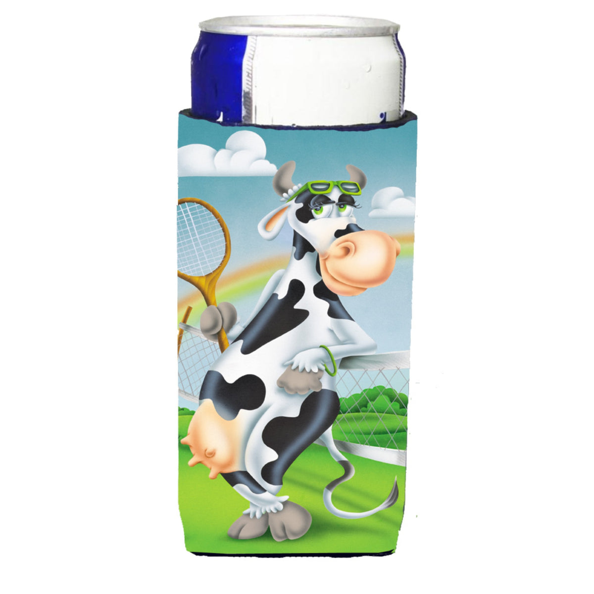 Caroline'S Treasures Aph0533Muk Cow Playing Tennis Michelob Ultra Koozies For Slim Cans, Multicolor