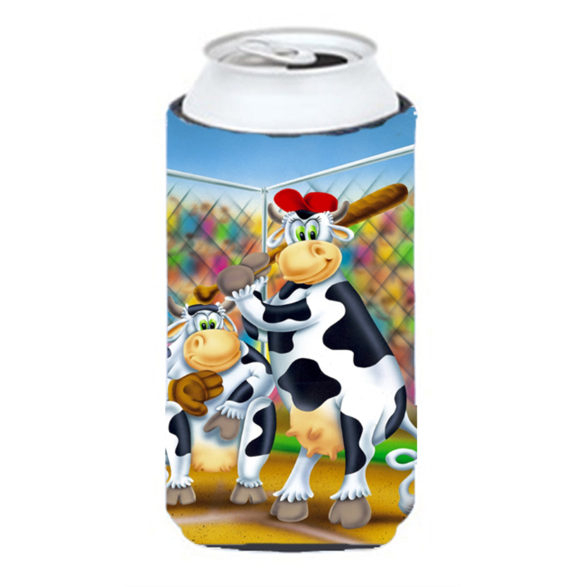 Caroline'S Treasures Aph0534Tbc Cow Playing Baseball Tall Boy Koozie Hugger, Multicolor