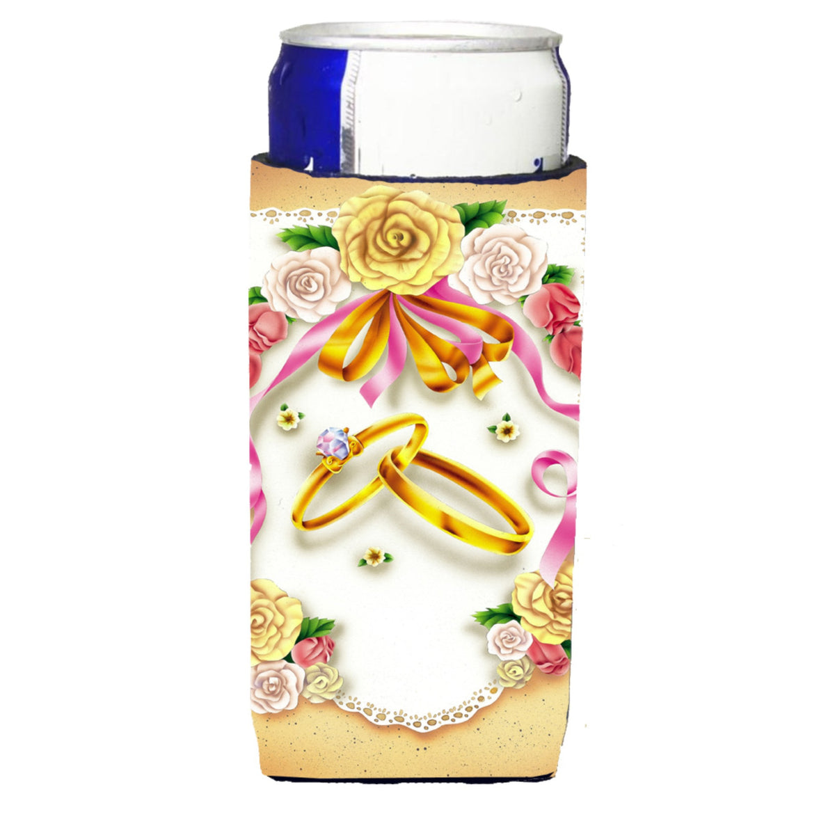 Caroline'S Treasures Aph0604Muk Wedding Rings Michelob Ultra Koozies For Slim Cans, Multicolor
