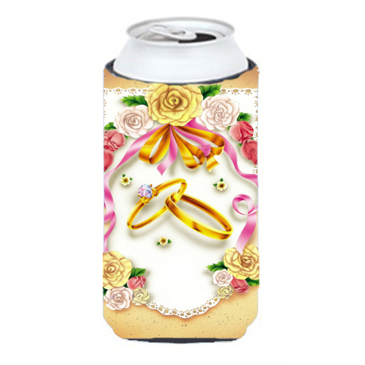 Caroline'S Treasures Aph0604Tbc Wedding Rings Tall Boy Koozie Hugger, Multicolor