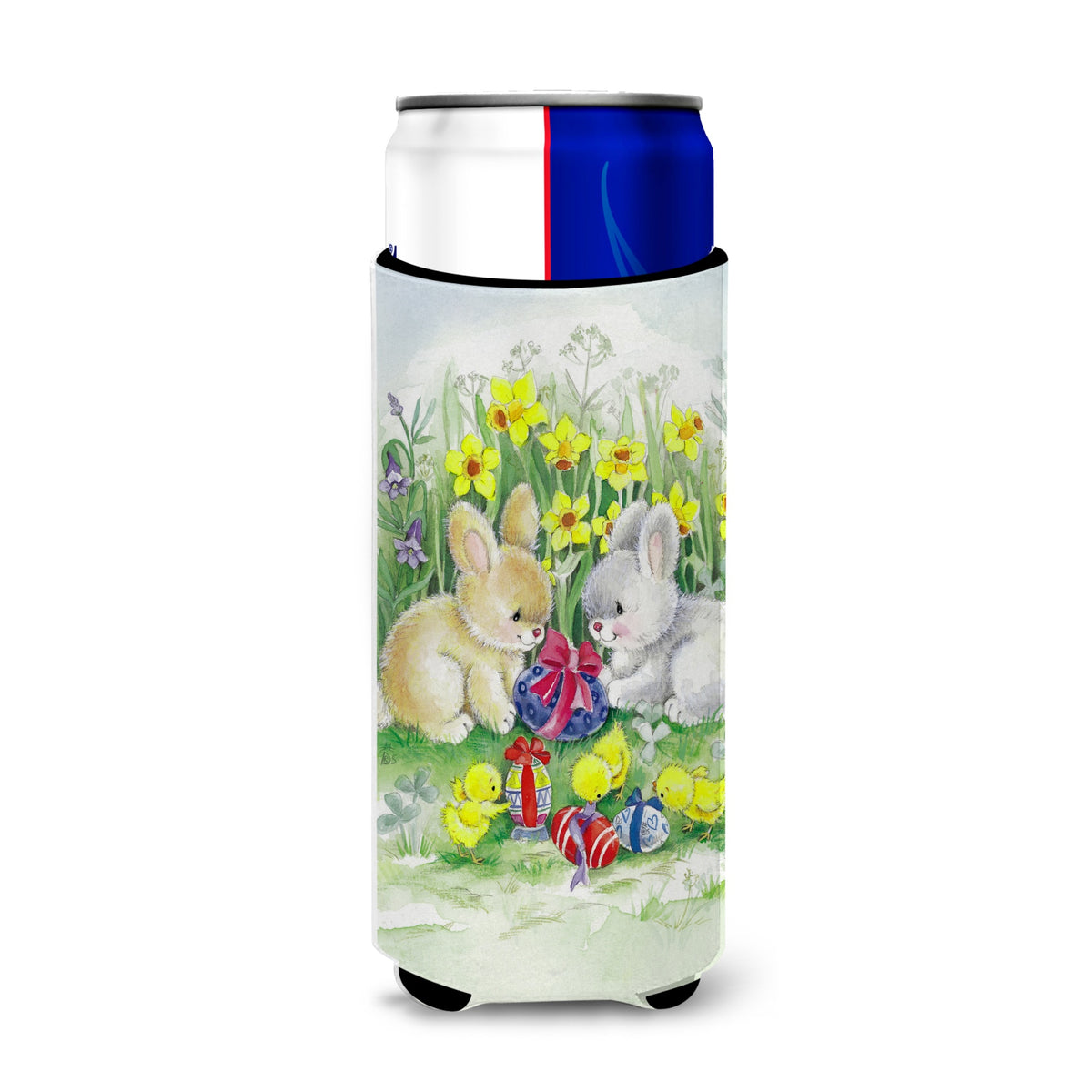 Caroline'S Treasures Easter Bunnies With Eggs Michelob Ultra Hugger For Slim Cans, Multicolor