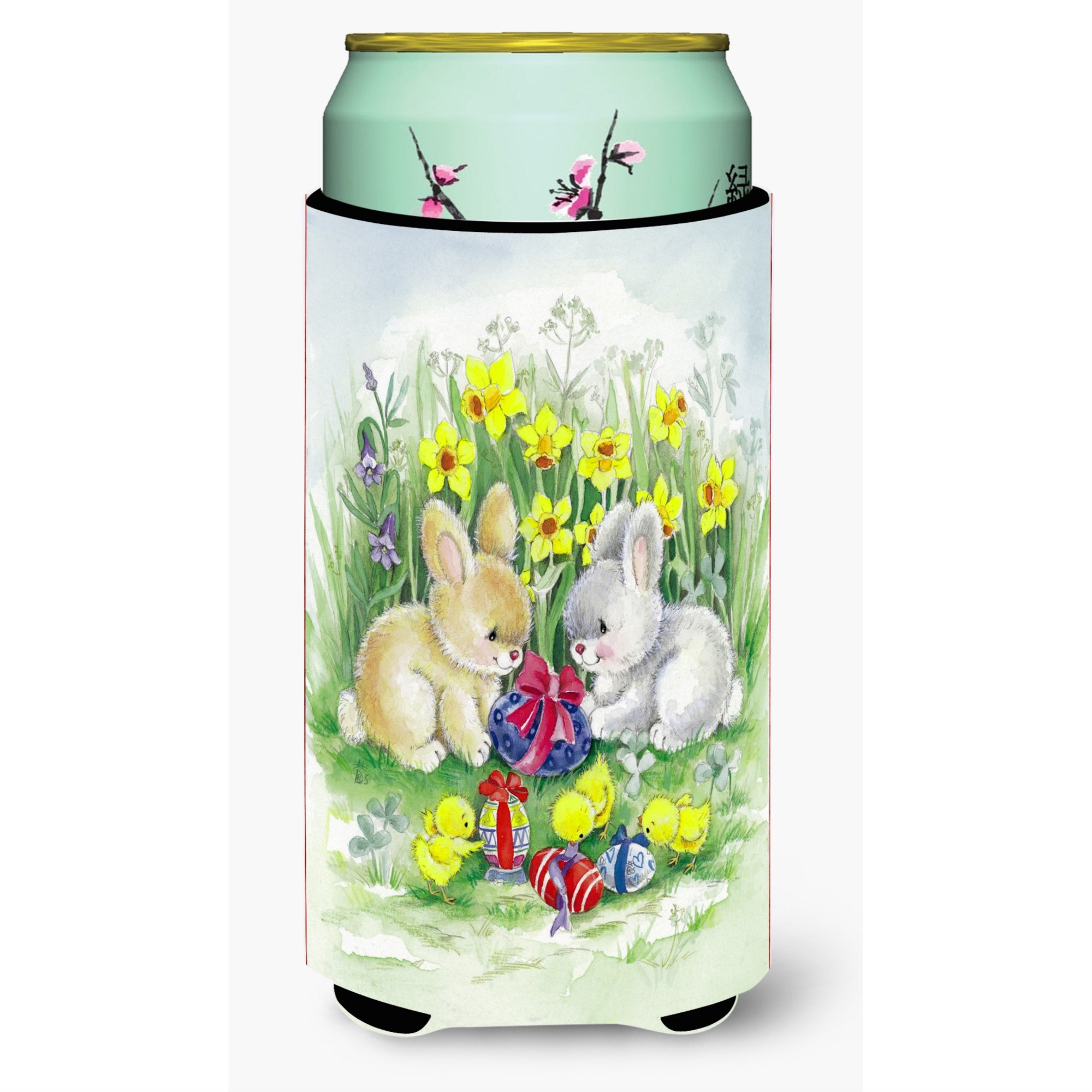 Caroline'S Treasures Easter Bunnies With Eggs Tall Boy Beverage Insulator Hugger, Multicolor