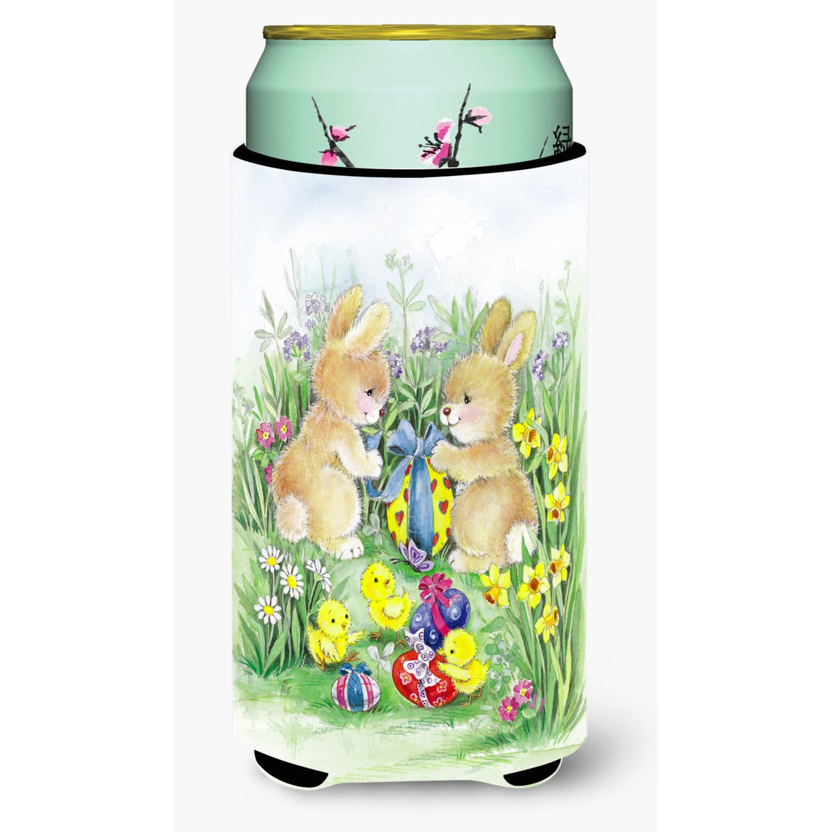 Caroline'S Treasures Brown Easter Bunnies With Eggs Tall Boy Beverage Insulator Hugger, Multicolor