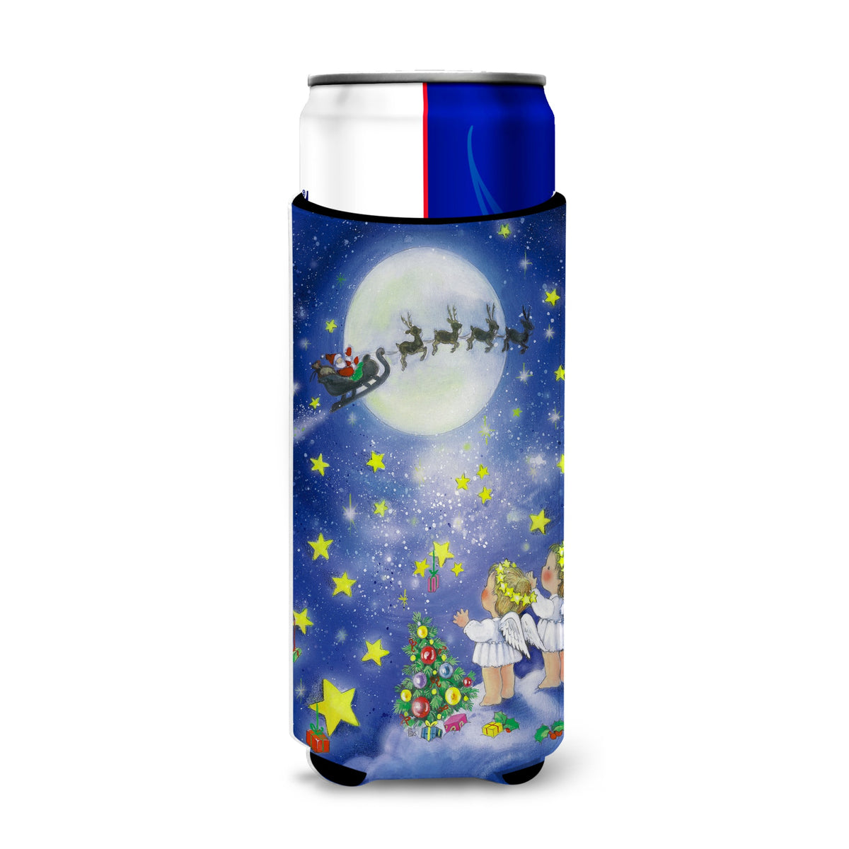 Caroline'S Treasures Angels Watching Santa Claus Michelob Ultra Koozies For Slim Cans, Multicolor