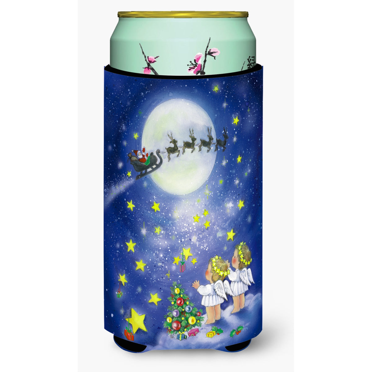 Caroline'S Treasures Angels Watching Santa Claus Tall Boy Koozie Hugger, Multicolor