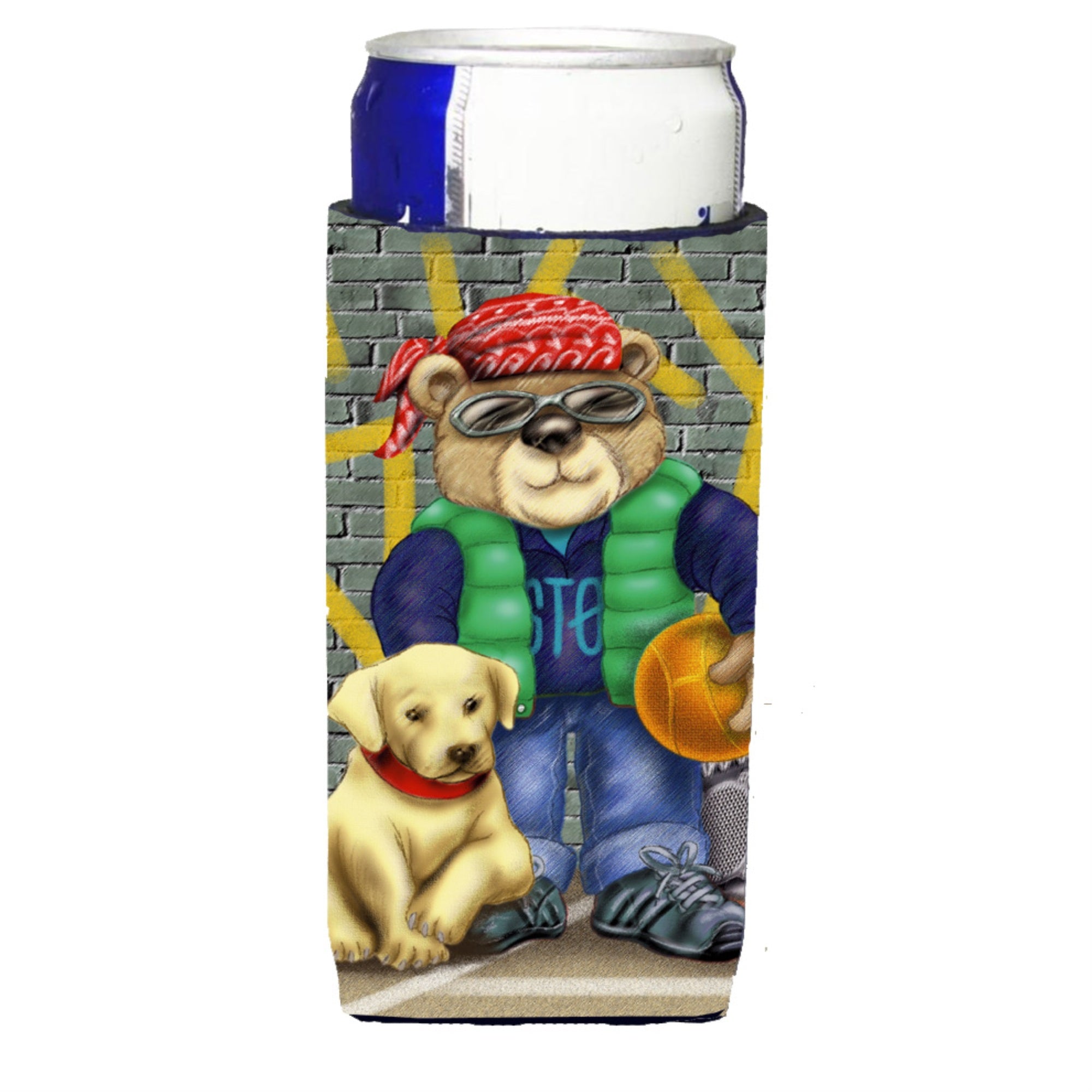 Caroline'S Treasures Aph0856Muk Teddy Bear And His Lab Michelob Ultra Koozies For Slim Cans, Multicolor