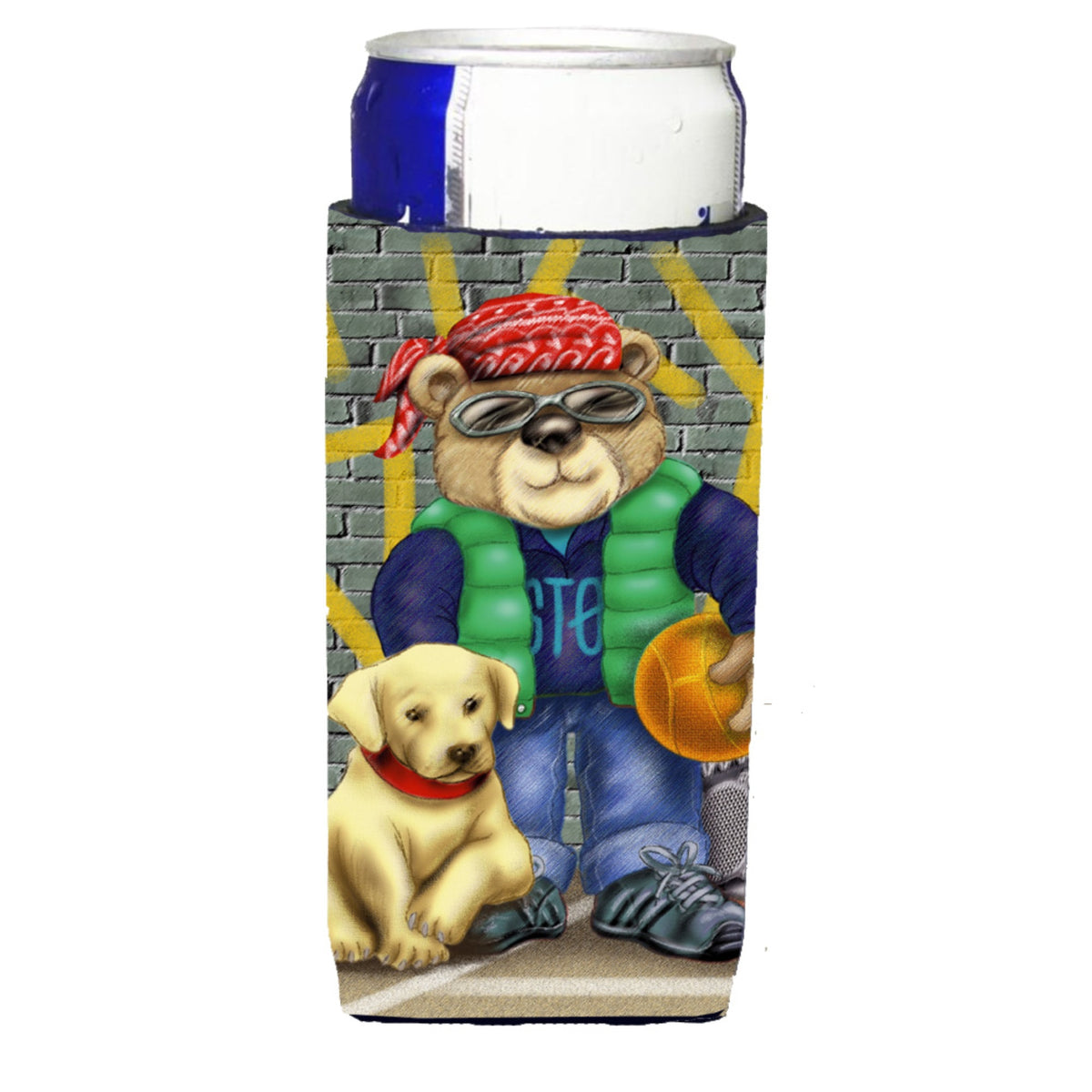 Caroline'S Treasures Aph0856Muk Teddy Bear And His Lab Michelob Ultra Koozies For Slim Cans, Multicolor