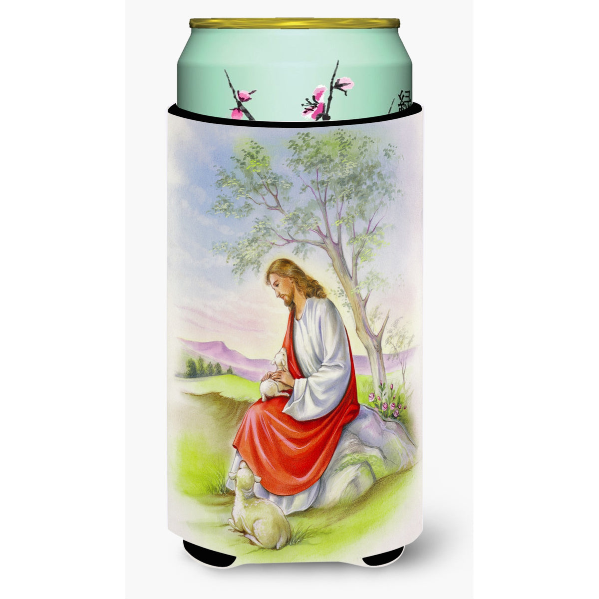 Caroline'S Treasures Jesus With Lamb Tall Boy Beverage Insulator Hugger, Multicolor