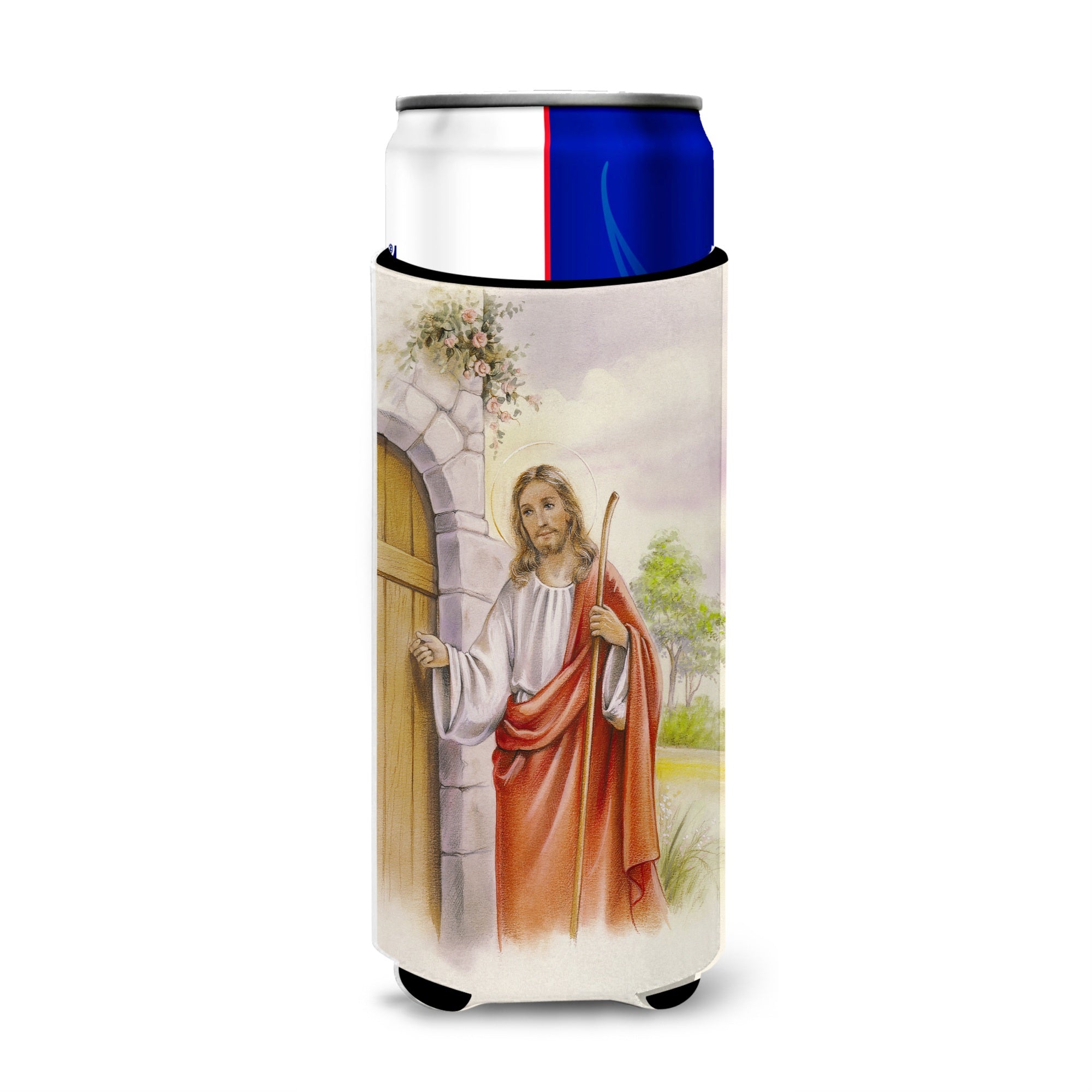 Caroline'S Treasures Jesus Knocking At The Door Michelob Ultra Hugger For Slim Cans, Multicolor