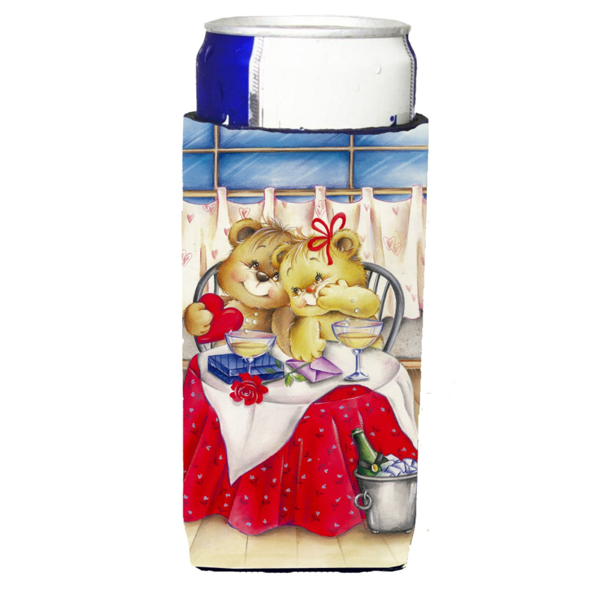 Caroline'S Treasures Aph0926Muk Teddy Bears In Love Valentine'S Day Michelob Koozies For Slim Cans, Multicolor