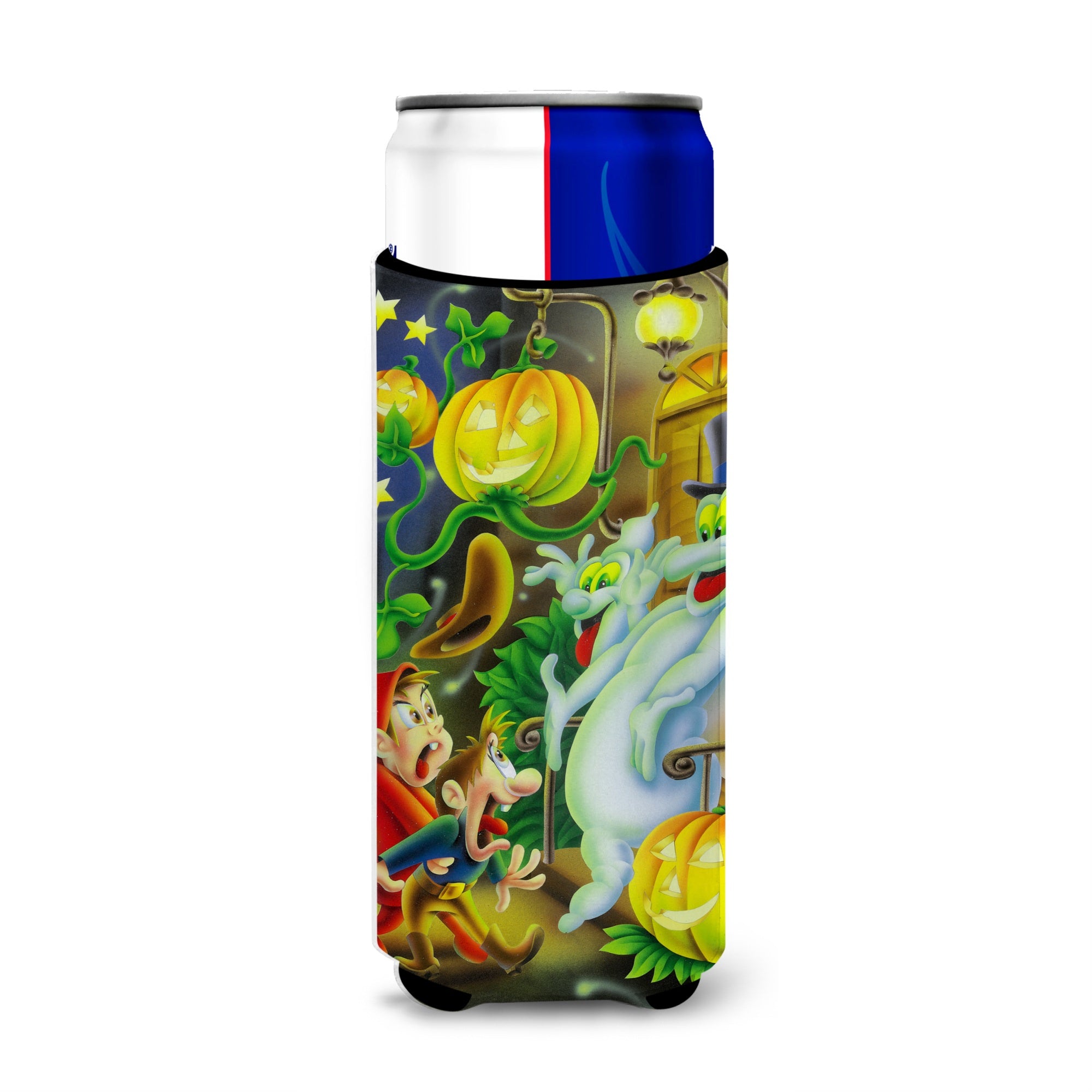 Caroline'S Treasures Scary Ghosts And Halloween Trick Or Treaters Michelob Ultra Koozies For Slim Cans, Multicolor
