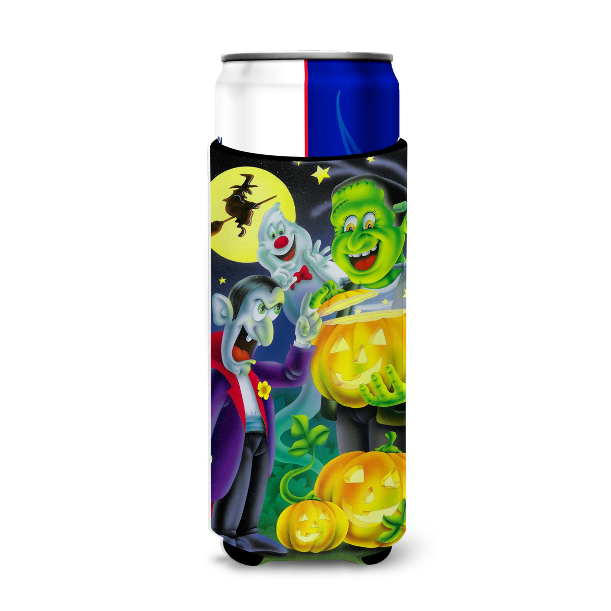Caroline'S Treasures Halloween With Dracula And Frankenstein Michelob Ultra Koozies For Slim Cans, Multicolor