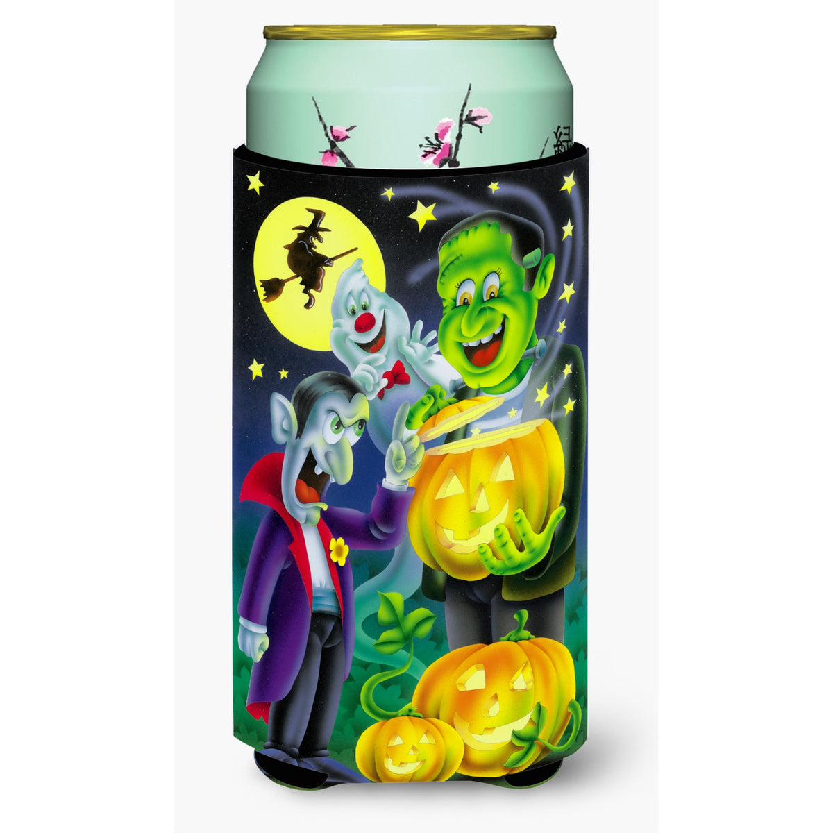 Caroline'S Treasures Halloween With Dracula And Frankenstein Tall Boy Koozie Hugger, Multicolor