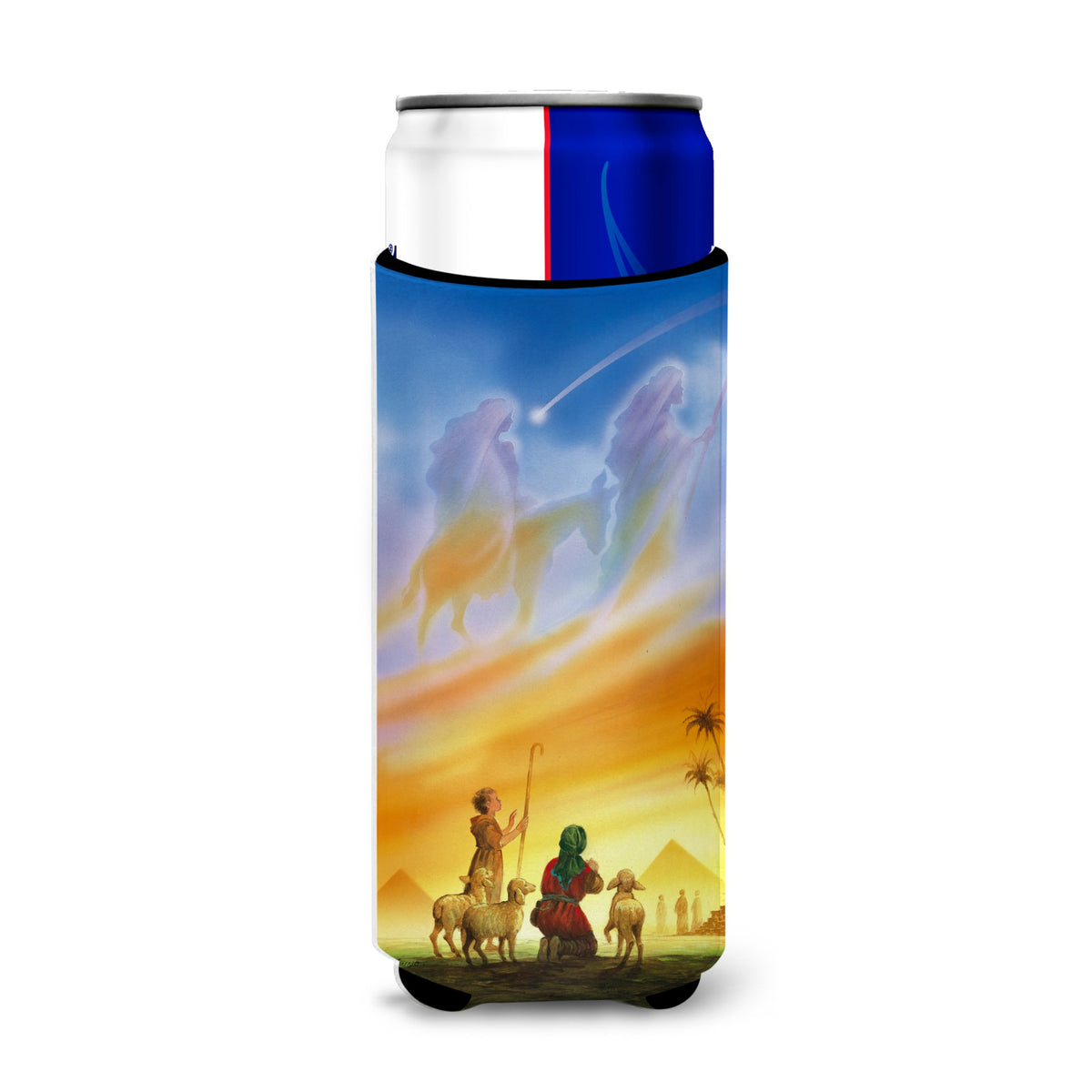 Caroline'S Treasures Shepherds Being Guided Christmas Michelob Ultra Koozies For Slim Cans, Multicolor